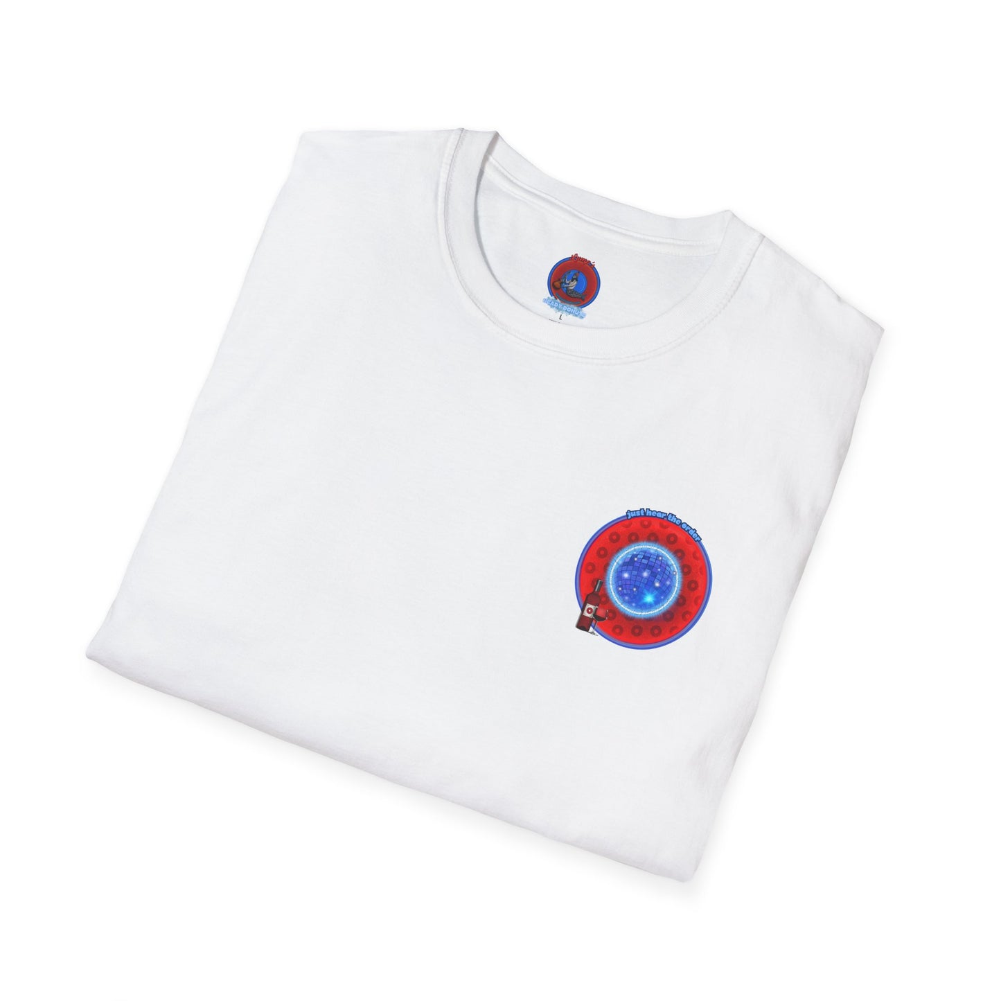 Classic Donut Tee - Unisex Soft-Style - "The Skipper's Donut" - red/blue paradoxical widemouthed donut