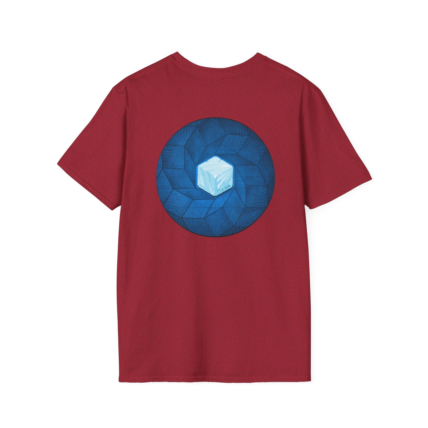 Coffee Traders Tee - Unisex Soft-Style - "Tasty Coffee" - paradoxical donut/cubed blue donut - variant 2 - logo front/It's Ice Cube's back