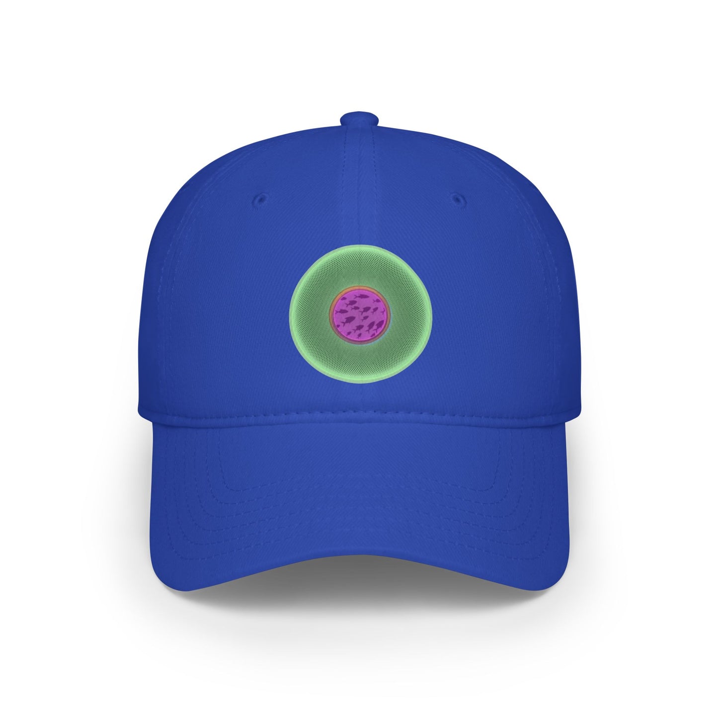 Lumpy Donut Baseball Cap - "Swimming by this Donut Cap" - variant 3 - light green/magenta phatty donut w/