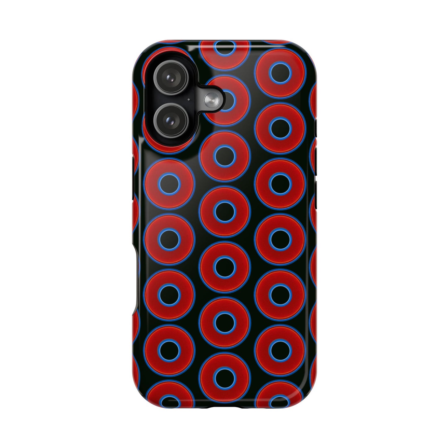 Magnetic Tough Donut Case - red vivid donut print w/midnight green background