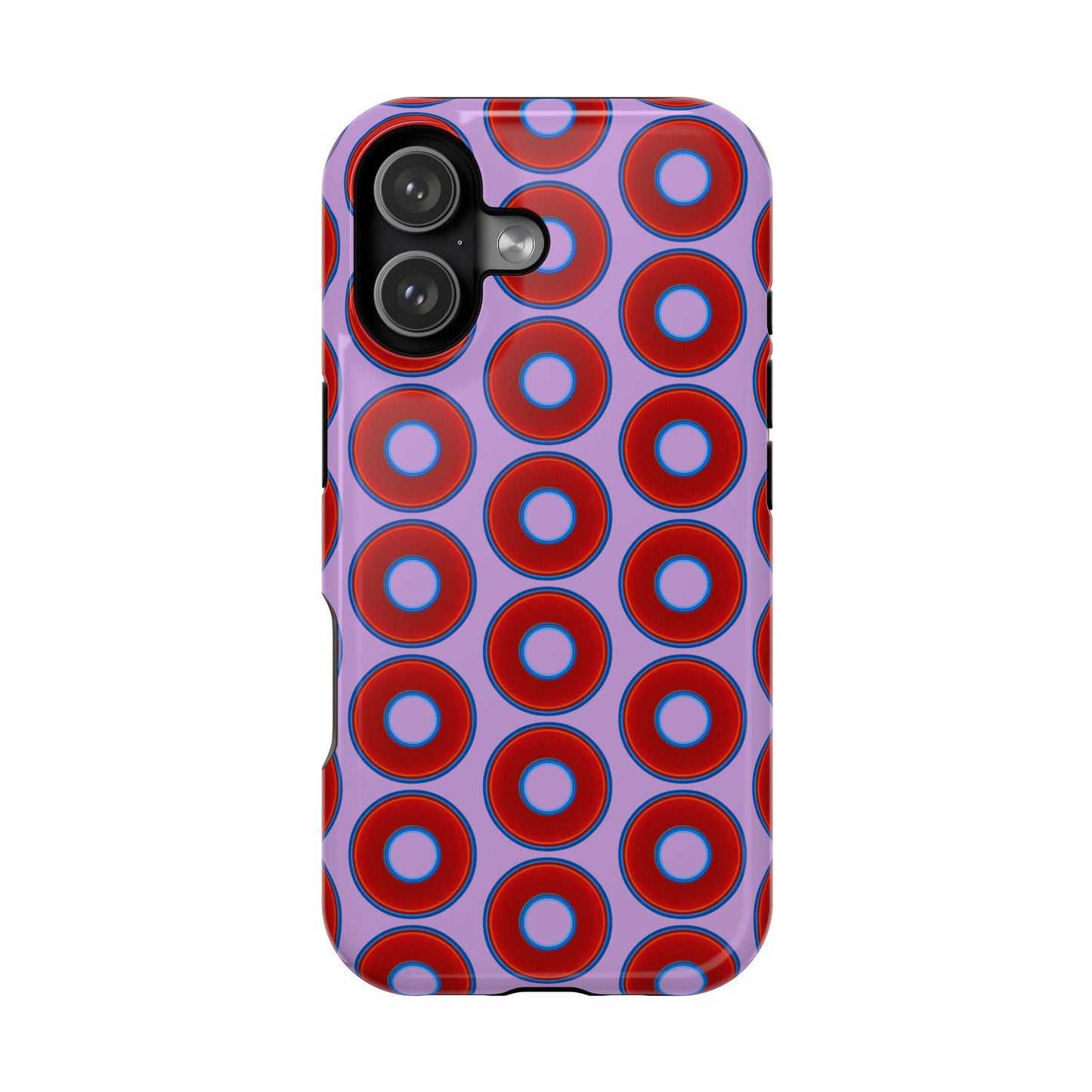 Magnetic Tough Donut Case - red vivid donut print w/wisteria purple background