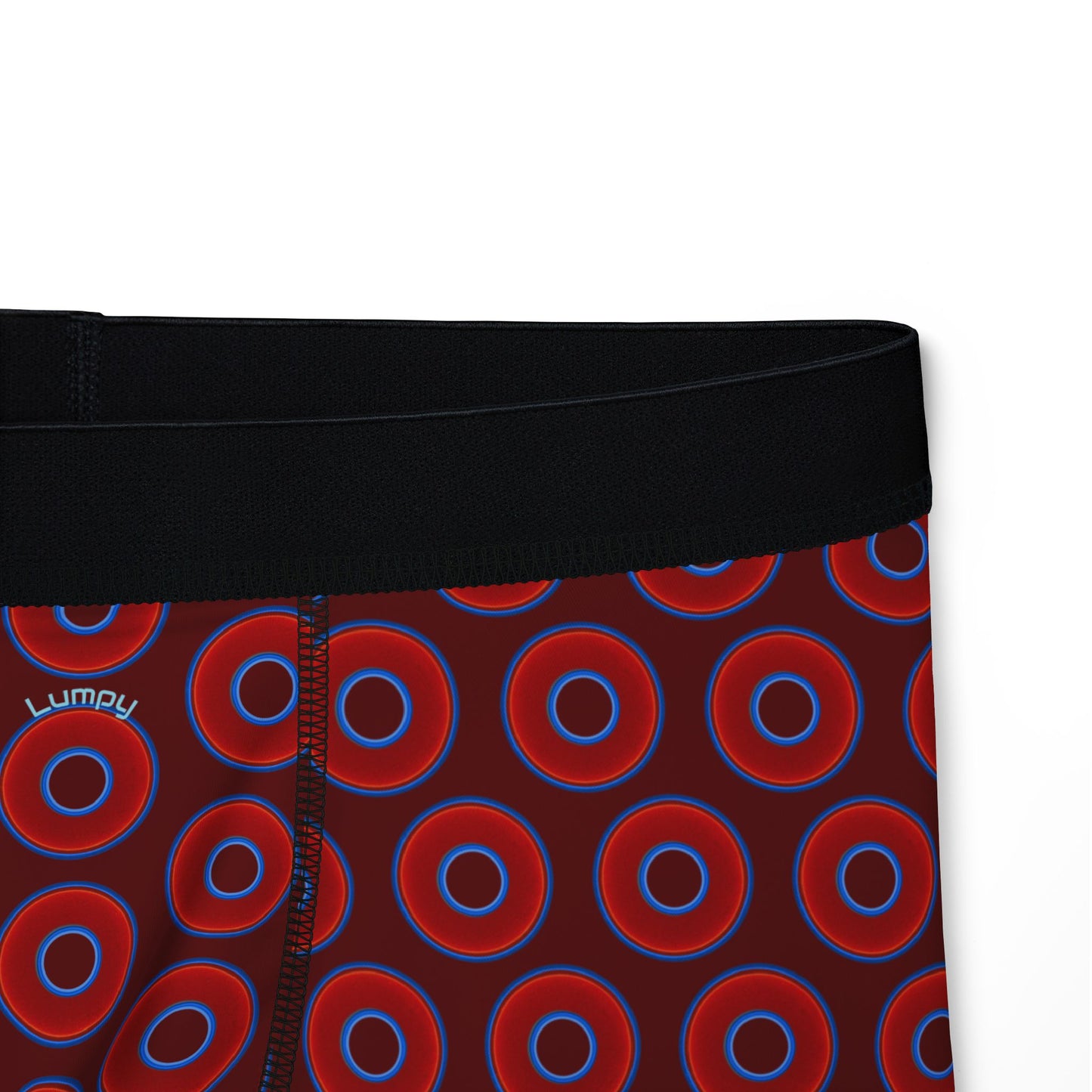 Men's Donut Boxers - red vivid donuts w/dark red background