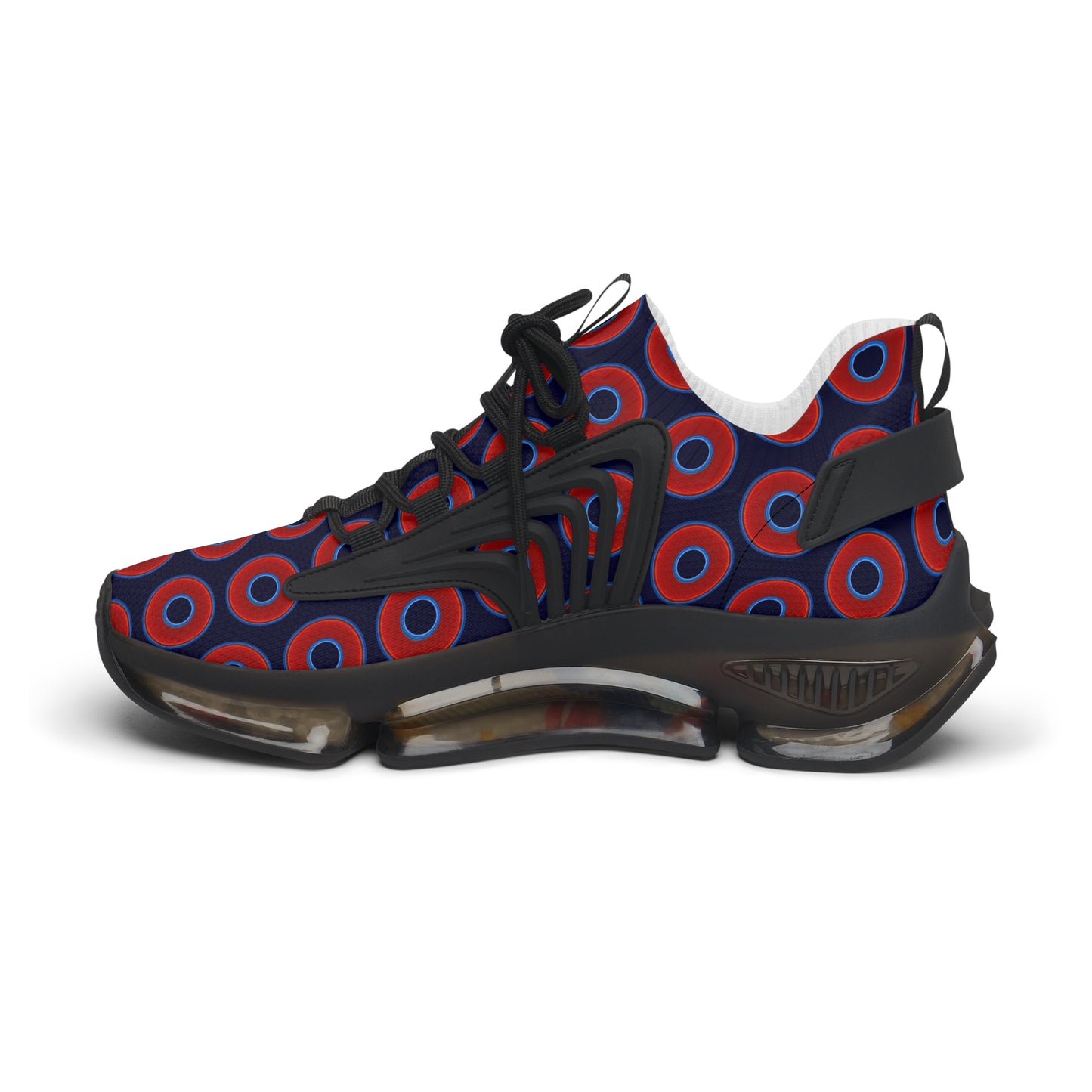 Women's Donut Kicks - red vivid donut print w/midnight blue background