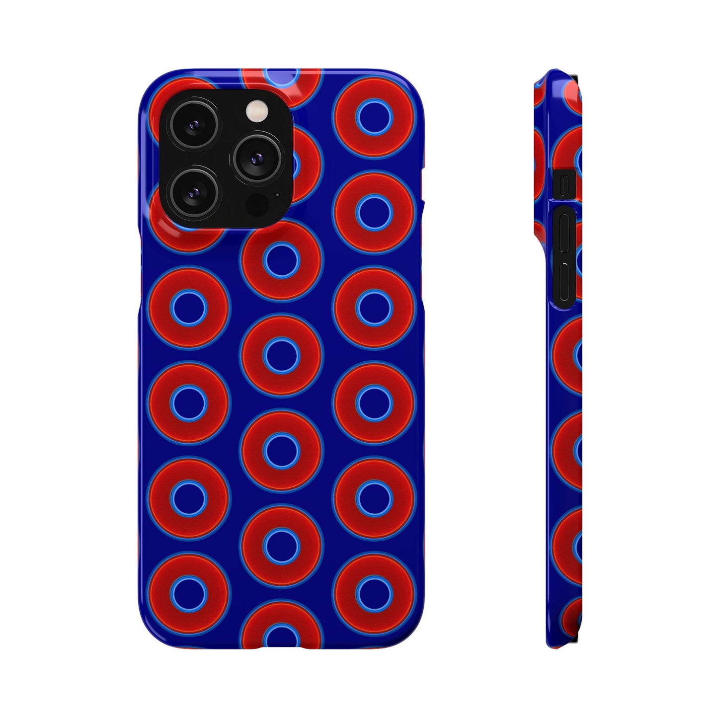 Lumpy Donut Snap Case - red vivid donut print w/vivid navy blue background