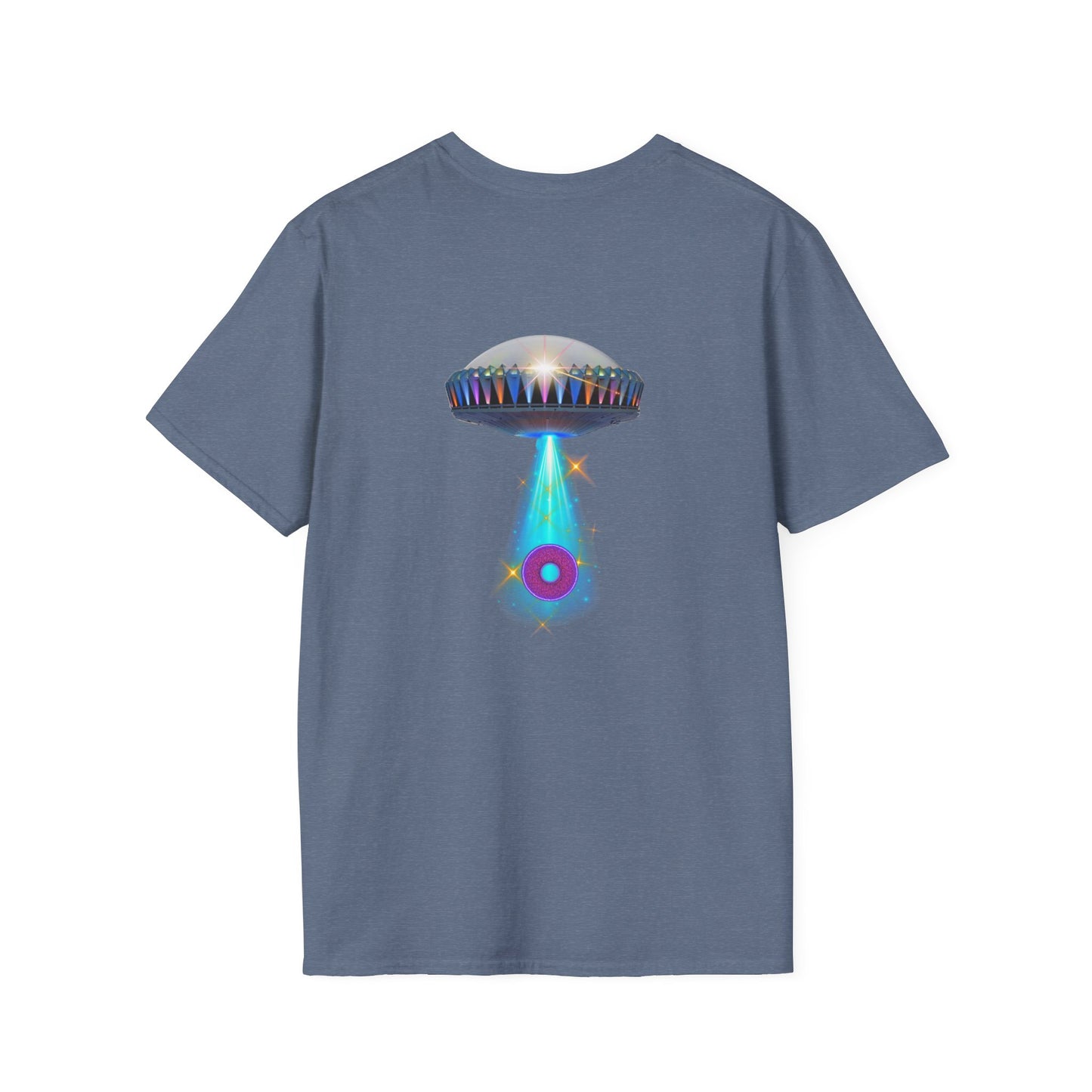 Classic Donut Tee - Unisex Soft-Style - "Donuts now Served on the Mothership" - series 1.0  - variant 6  - tractor-beamed donut