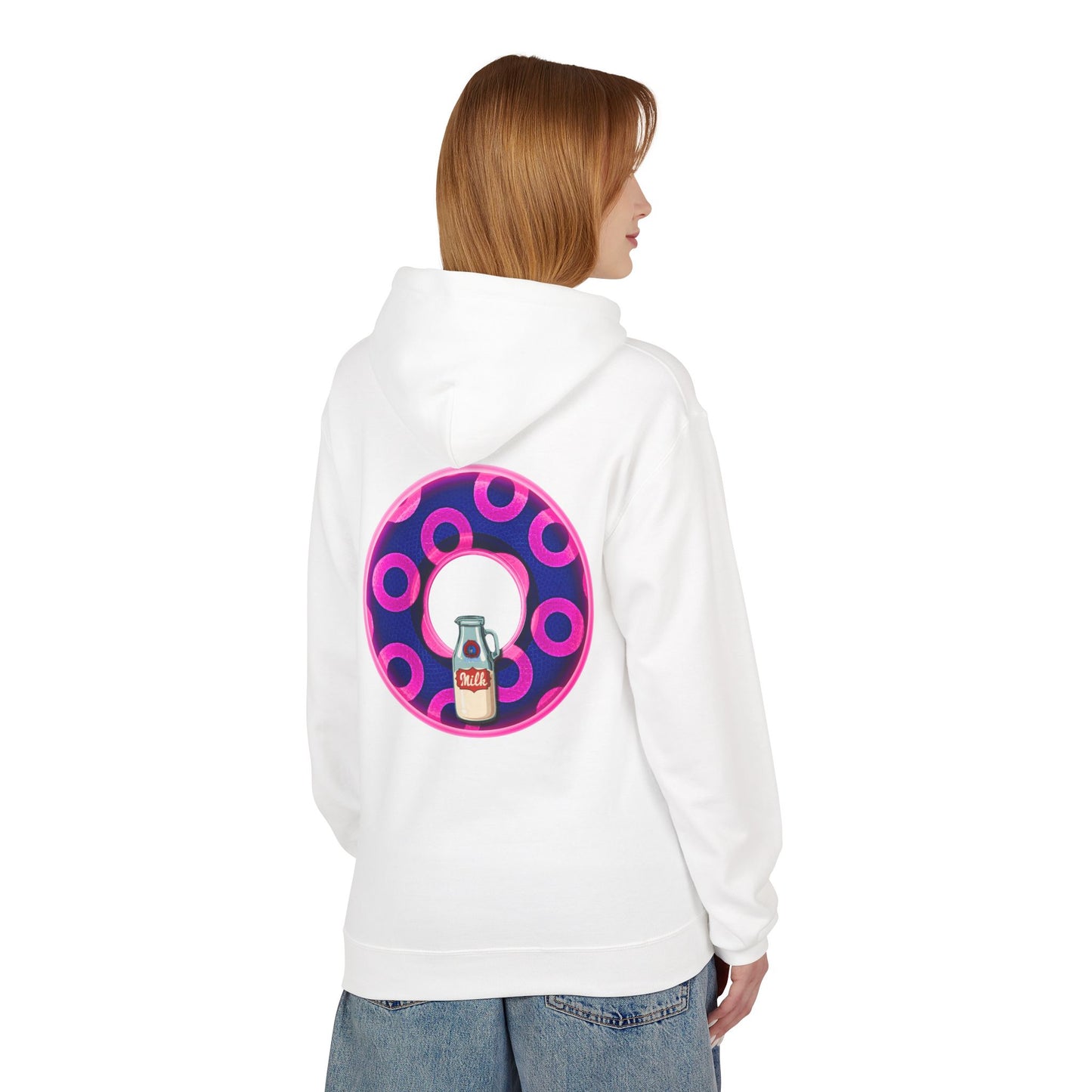 Fleece Harry Hoodies [Midweight Soft-style] - "Wooked Cream Dairy - YEMSG Donut" - blue/magenta rustic paradox donut - variant 5