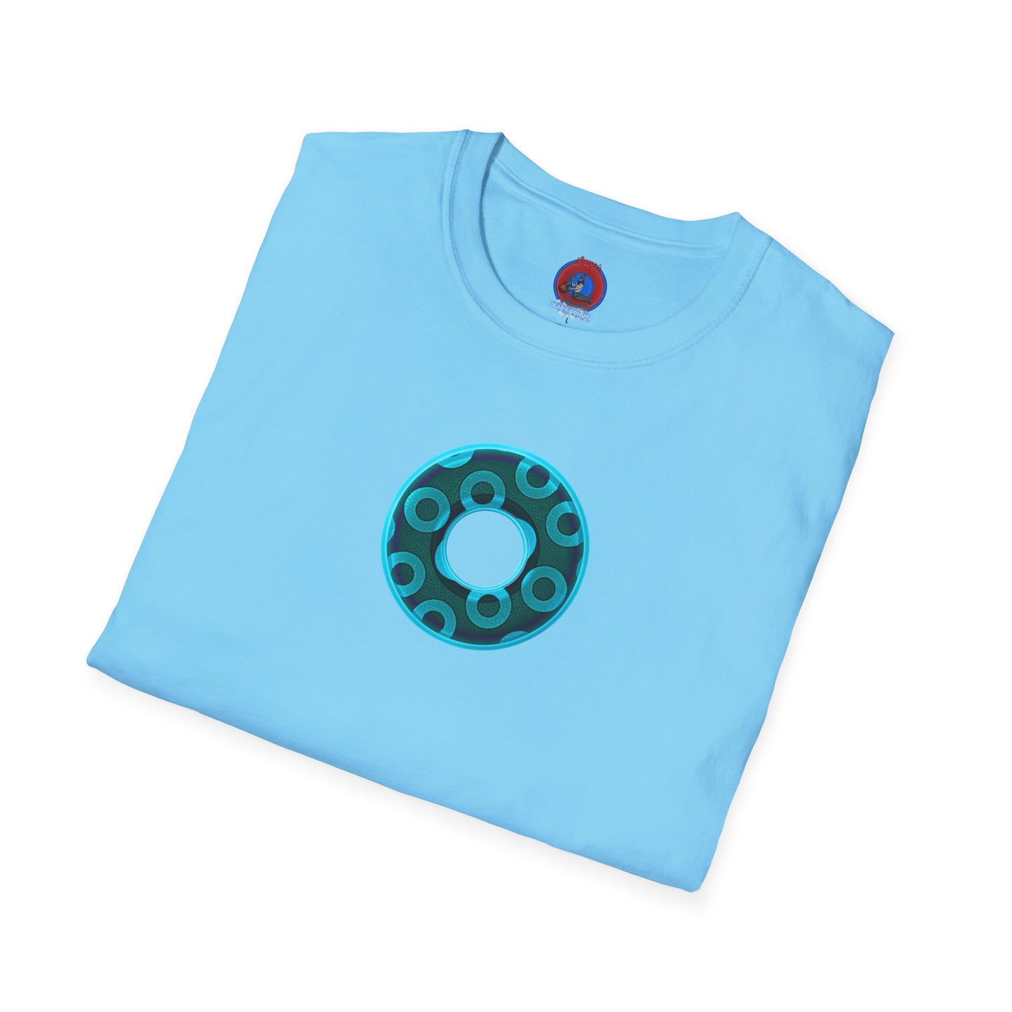 Plain Donuts/Unisex Soft-Style - "Plain Rustic Paradoxical Donuts" - light aquamarine/dark teal donuts