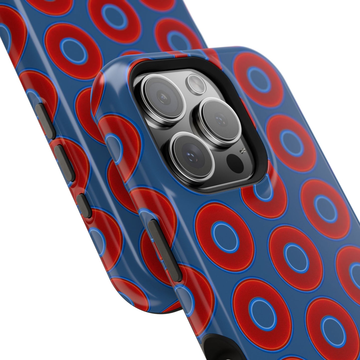 Magnetic Tough Donut Case - red vivid donut print w/light navy blue background