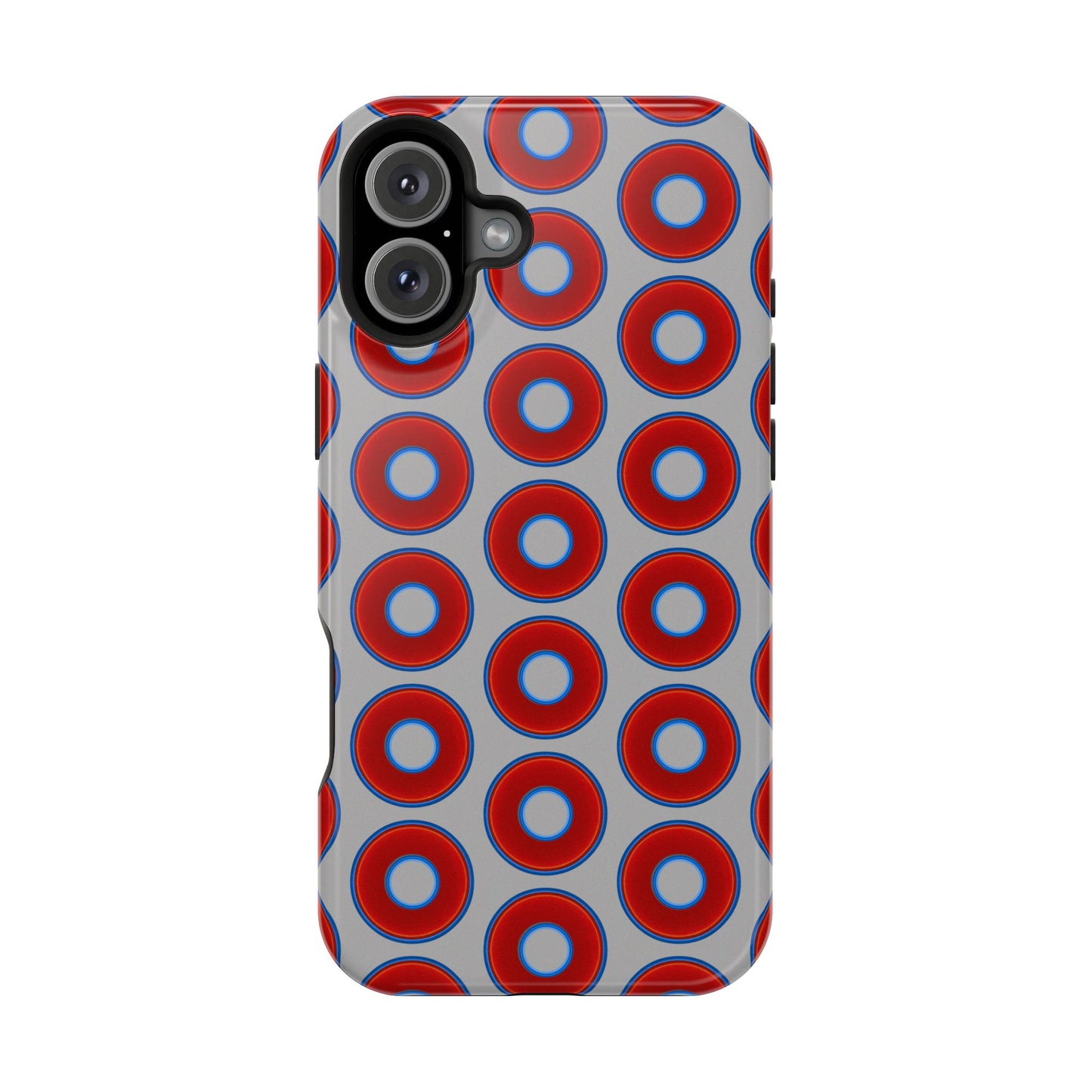 Impact-Resistant Lumpy Donut Case - red vivid donut print w/light gray background