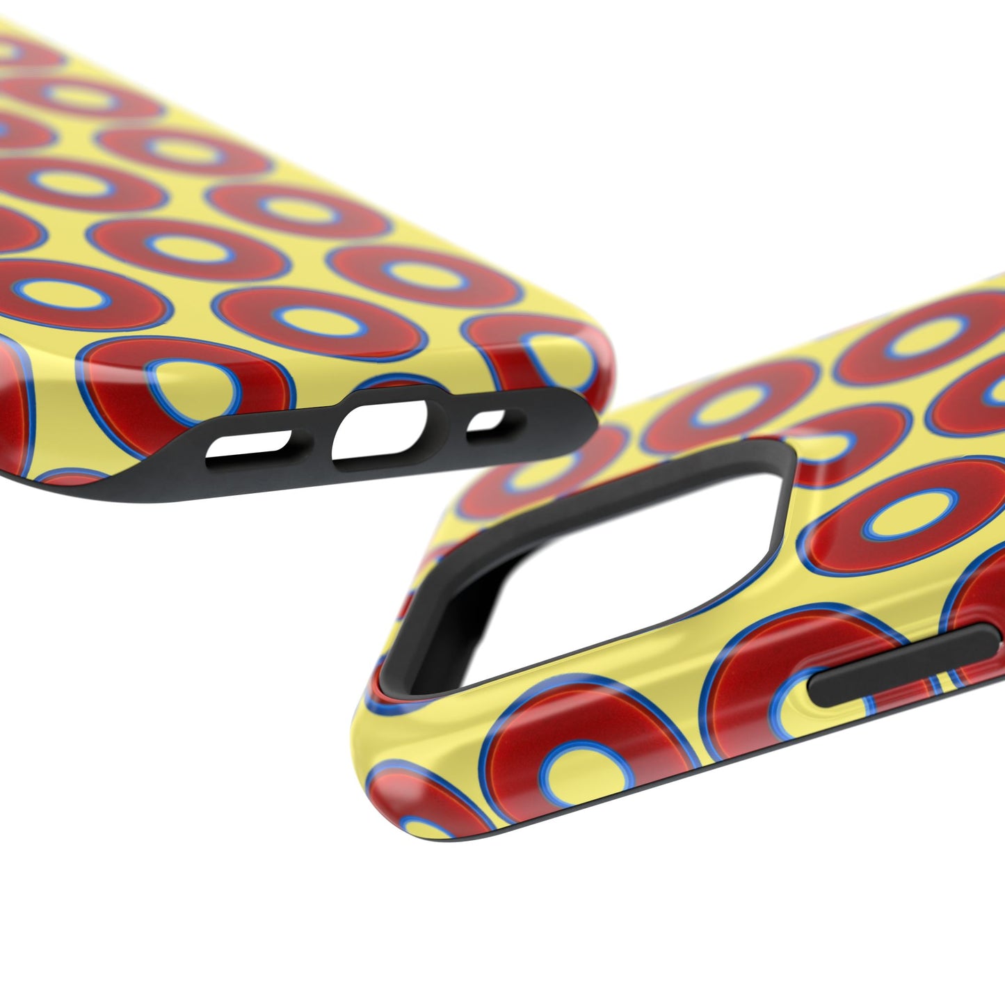 Magnetic Tough Donut Case - red vivid donut print w/yellow background