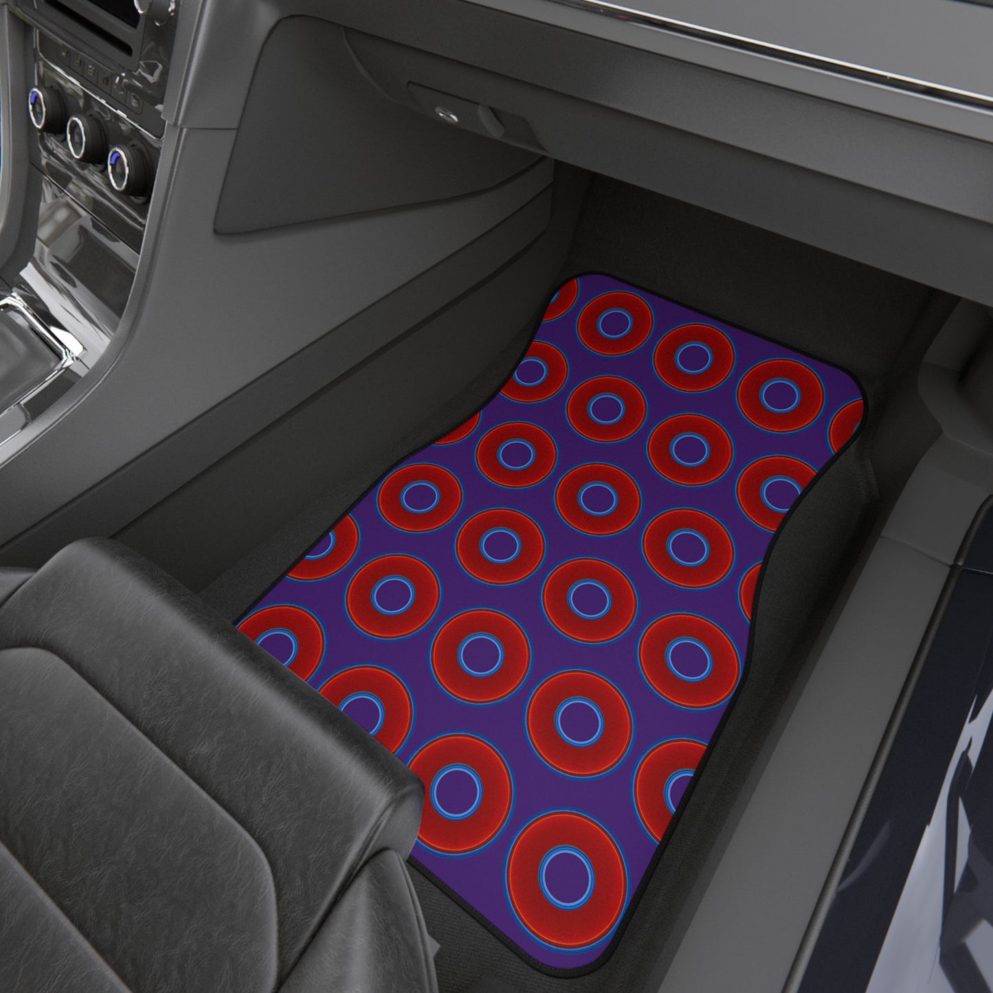 Contacted Car Mats - vivid donut print w/purple background