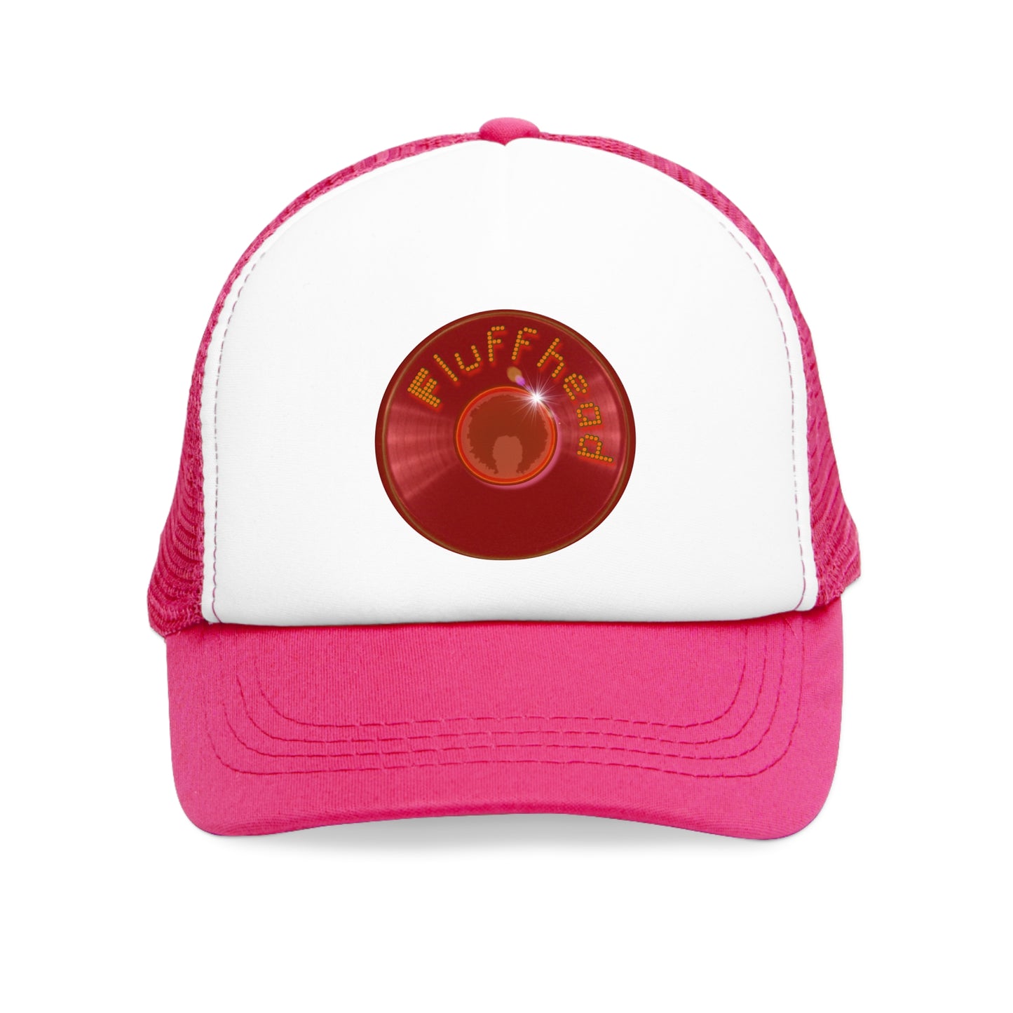 Lumpy Trucker Hat - "Hats for People w/Fluffy Heads" - red donut