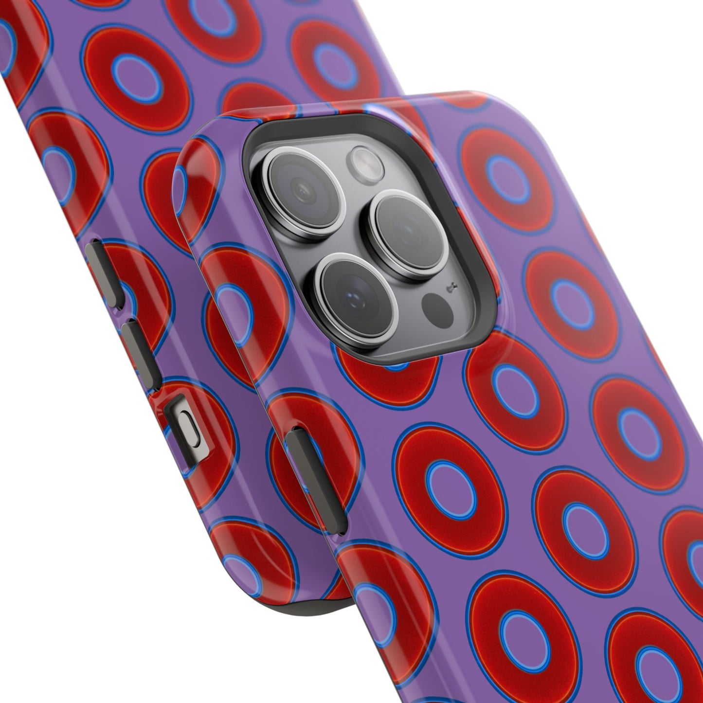 Impact-Resistant Lumpy Donut Case - red vivid donut print w/light purple background