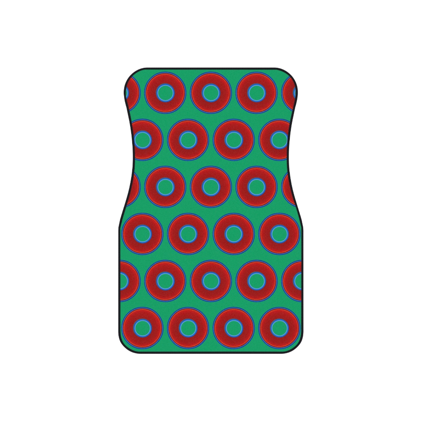 Contacted Car Mats - Set of 2/Front - vivid donut print w/jade green background