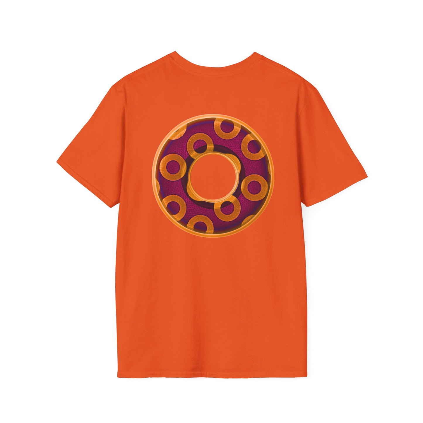 Plain Donuts/Unisex Soft-Style - "Plain Rustic Paradoxical Donuts" - orange/burgundy donuts