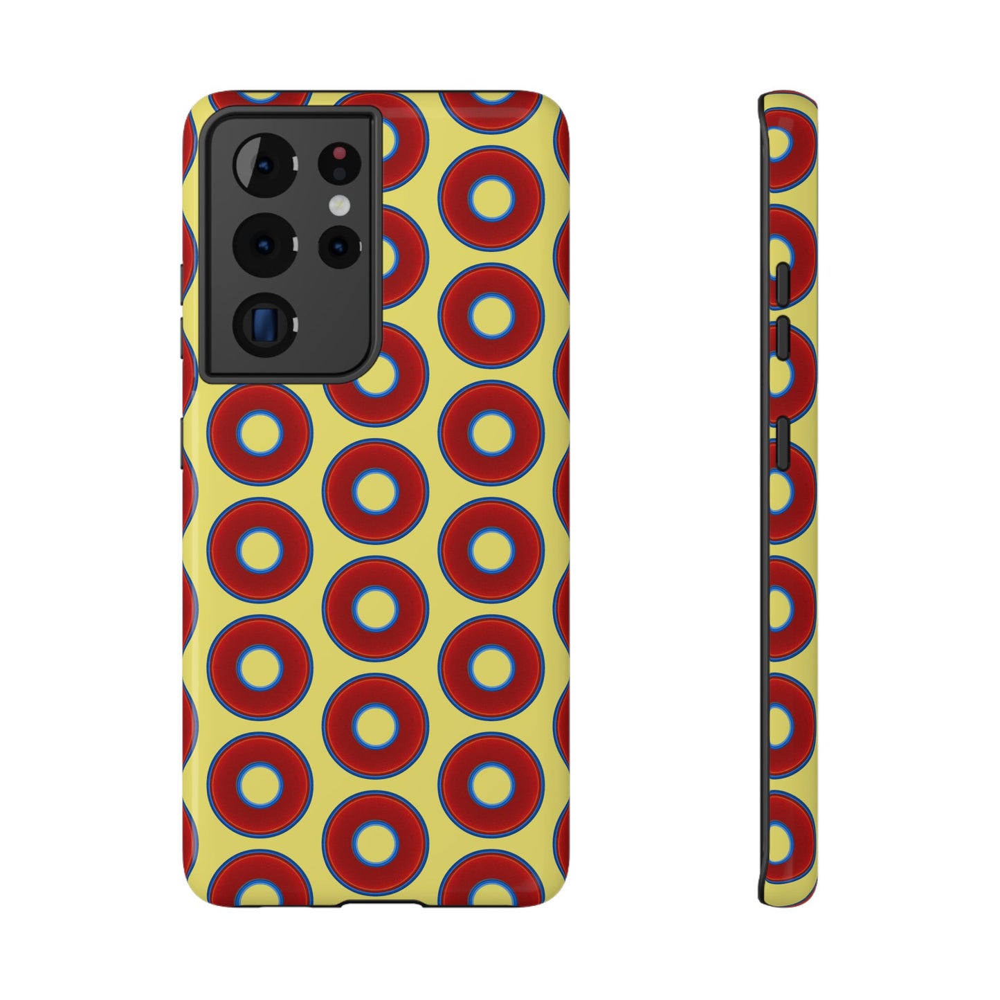 Impact-Resistant Lumpy Donut Case - red vivid donut print w/yellow background
