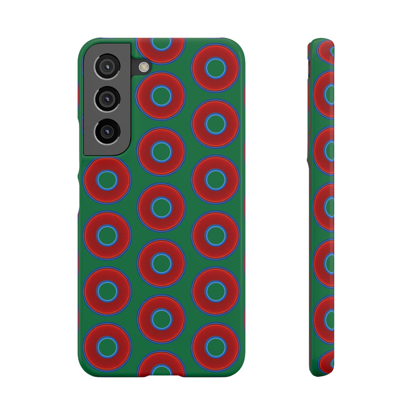 Lumpy Donut Snap Case - red vivid donut print w/green background