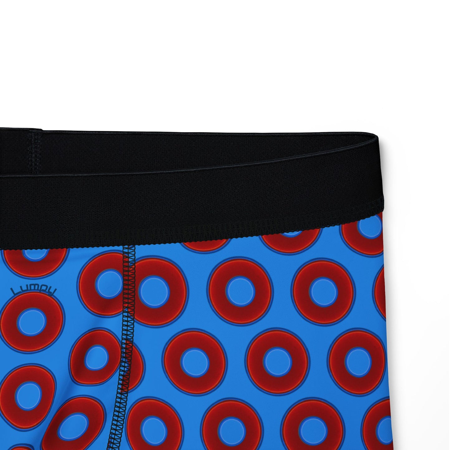 Men's Donut Boxers - red vivid donuts w/sky royal blue background