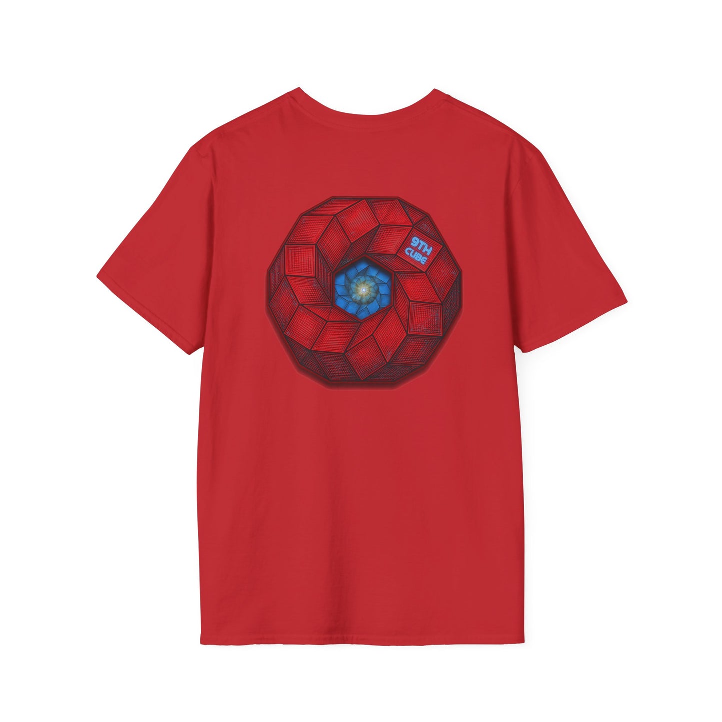 Classic Donut Tee - Unisex Soft-Style - "The 9th Donut" - rustic red/blue cubed donut - variant 2