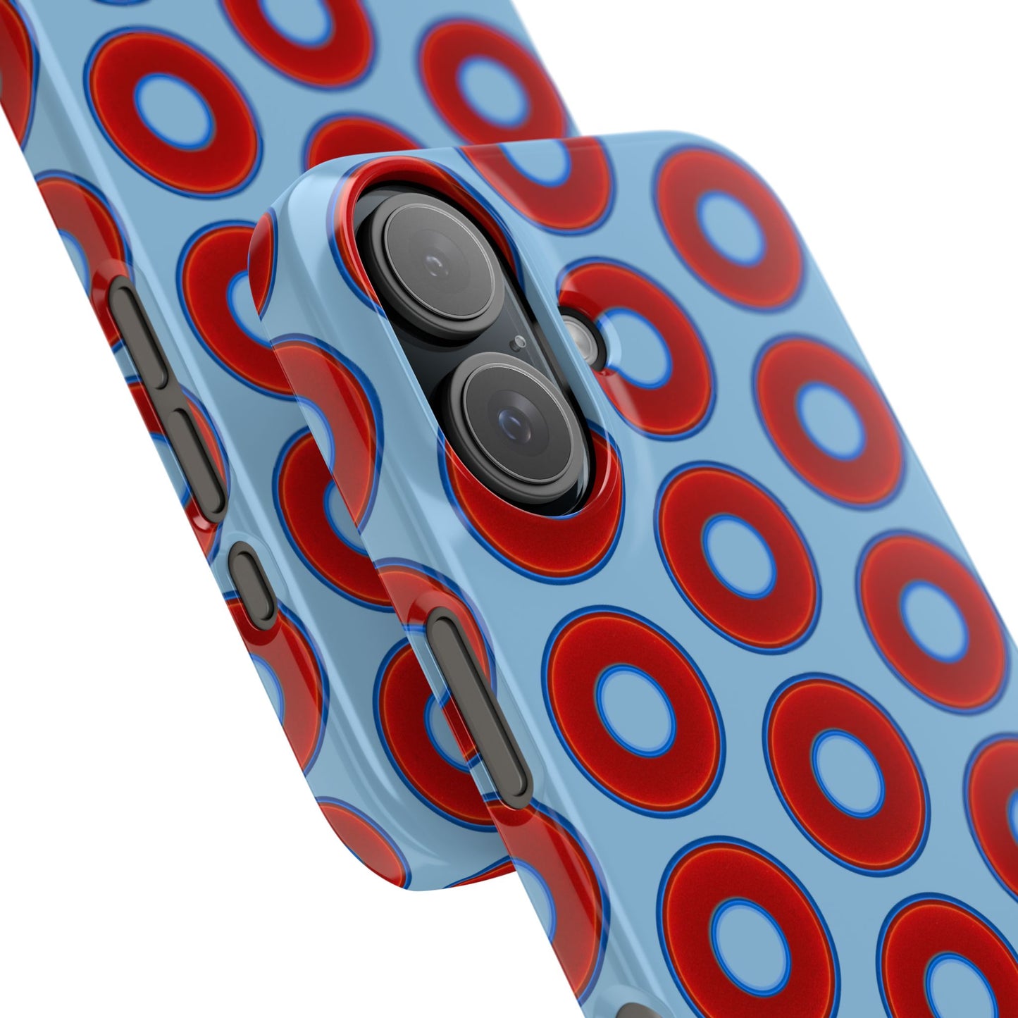 Lumpy Donut Snap Case - red vivid donut print w/sky blue background