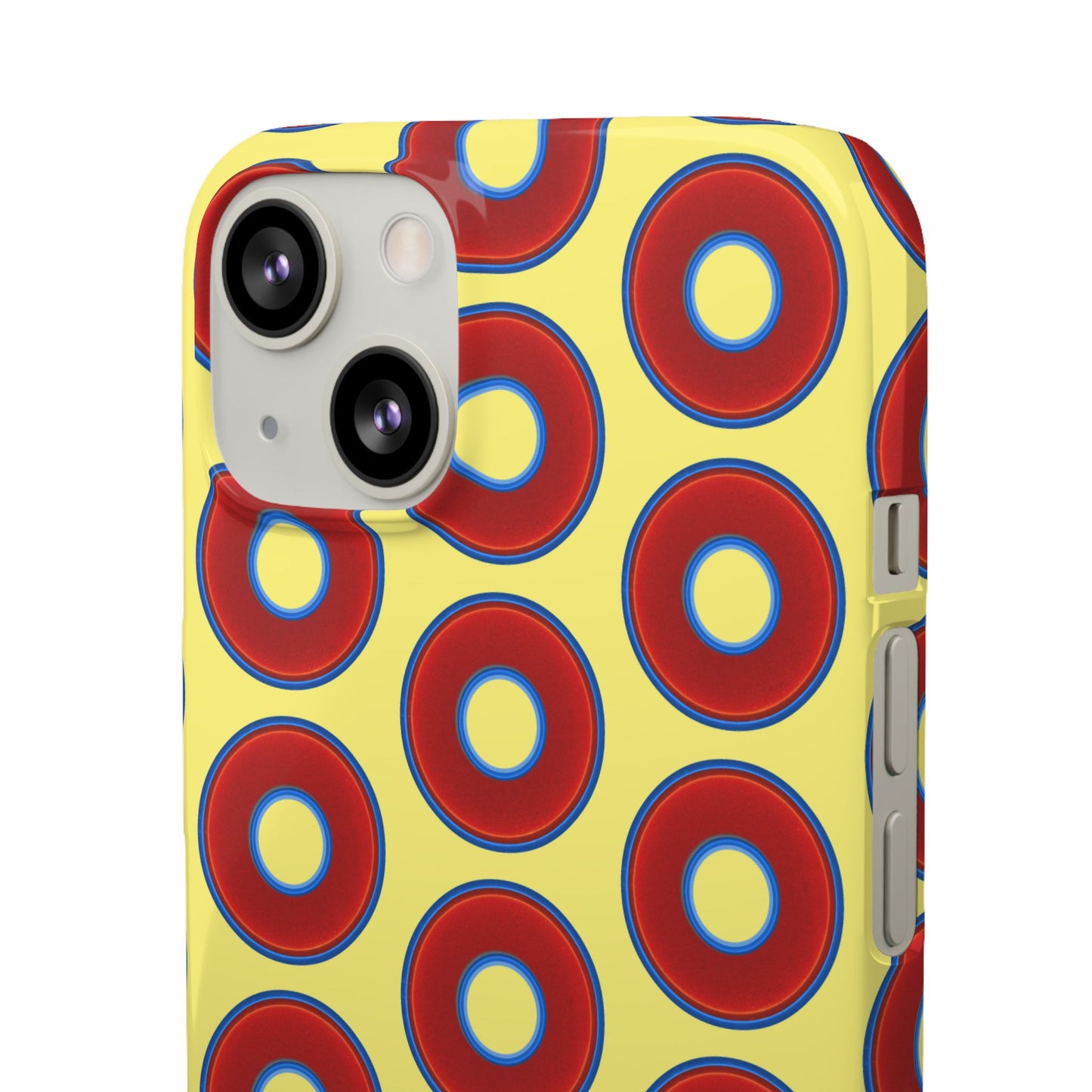 Lumpy Donut Snap Case - red vivid donut print w/yellow background