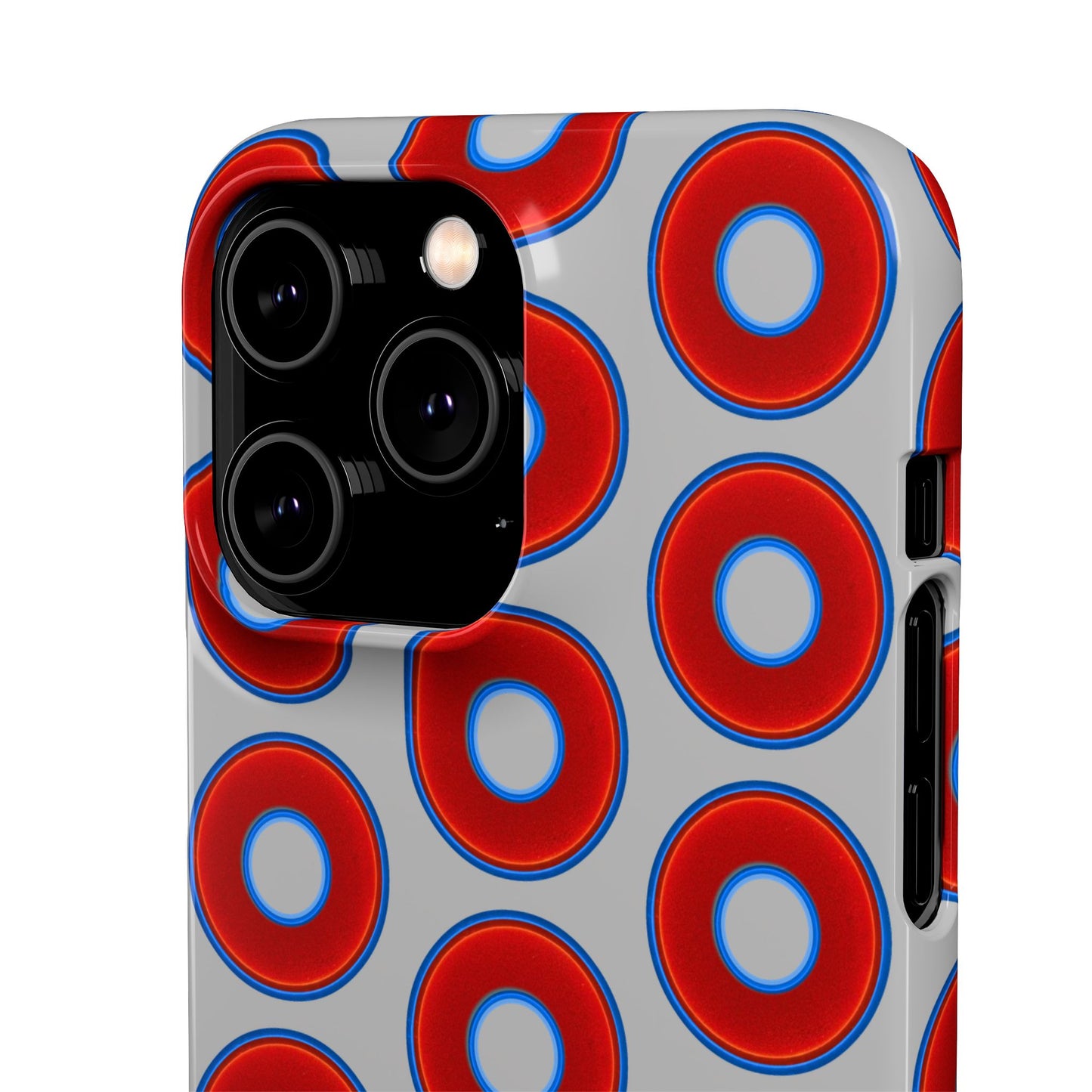 Lumpy Donut Snap Case - red vivid donut print w/light gray background