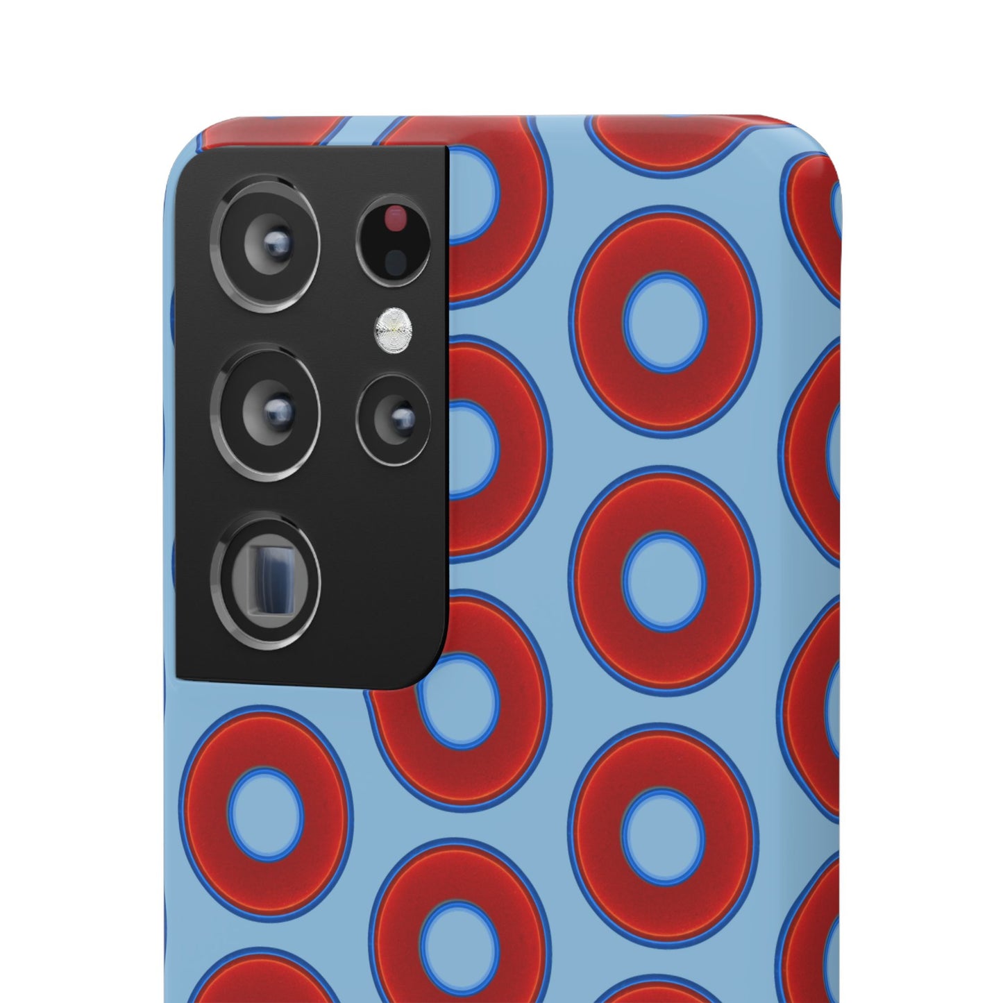 Lumpy Donut Snap Case - red vivid donut print w/sky blue background