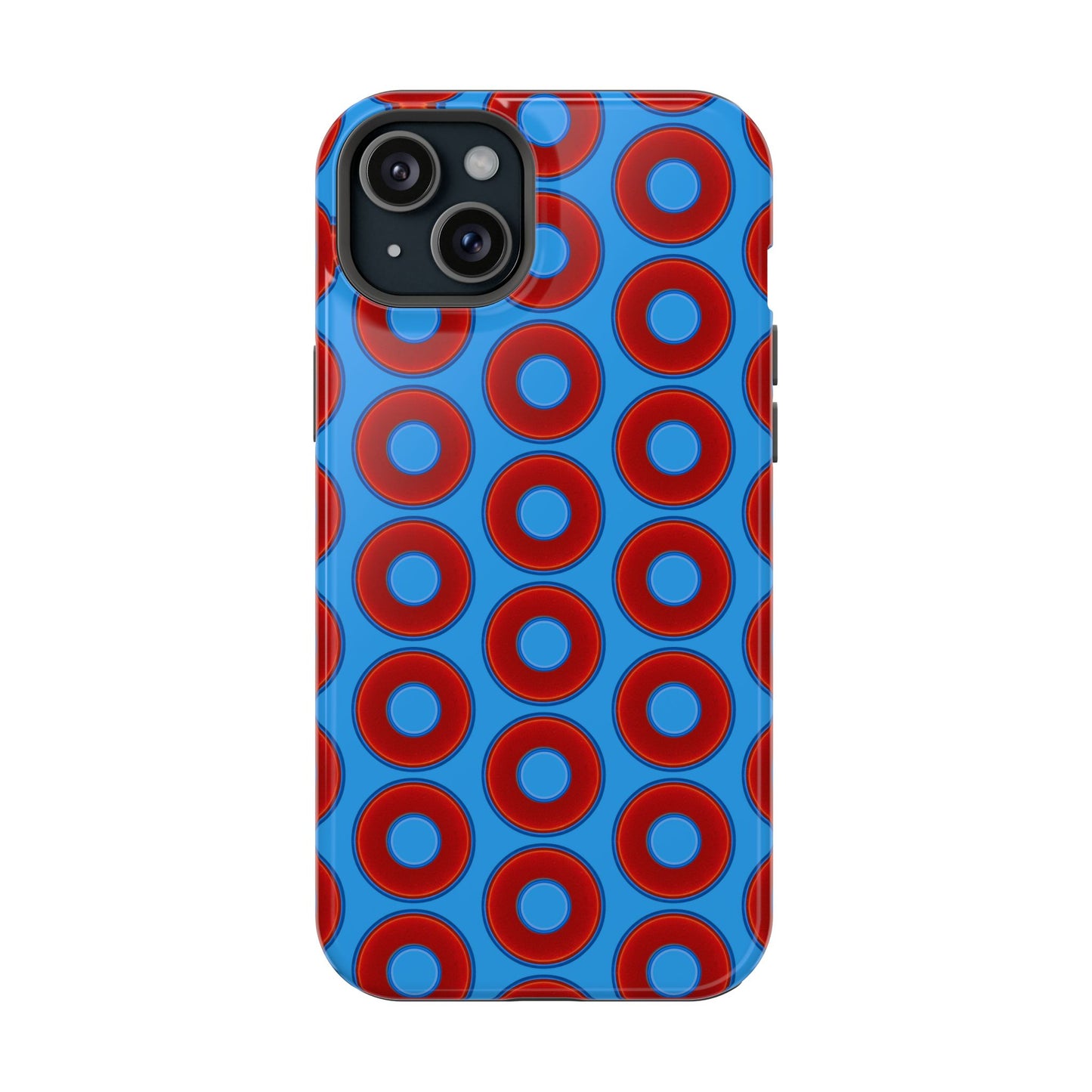 Magnetic Tough Donut Case - red vivid donut print w/sky royal blue background