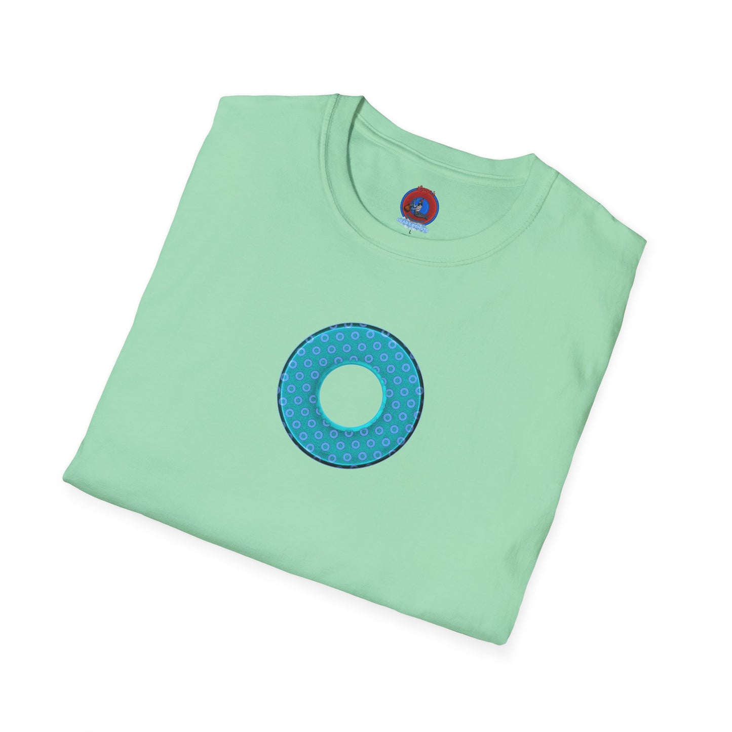 Plain Donuts/Unisex Soft-Style - "Plain Electric Paradoxical Donuts" - light teal/purple donuts