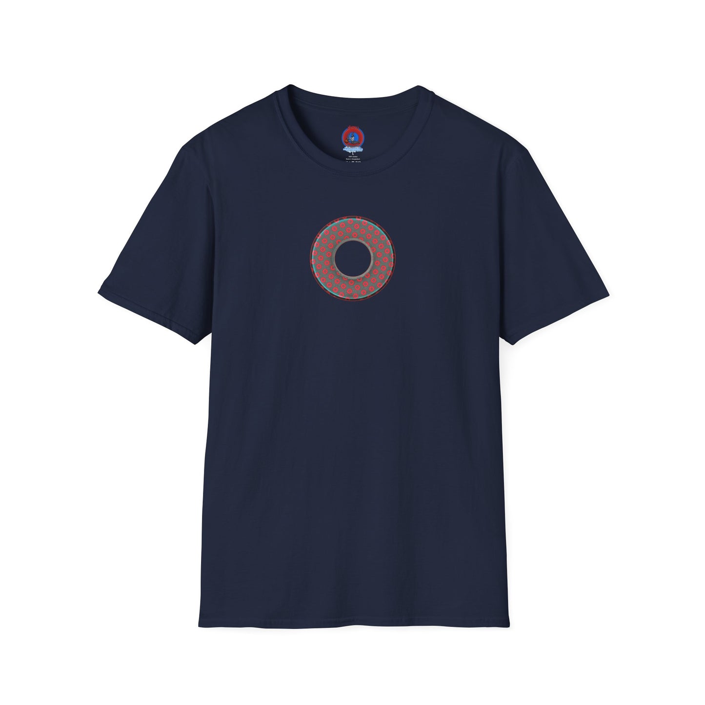 Plain Donuts/Unisex Soft-Style - "Plain Electric Paradoxical Donuts" - dark teal/red donuts