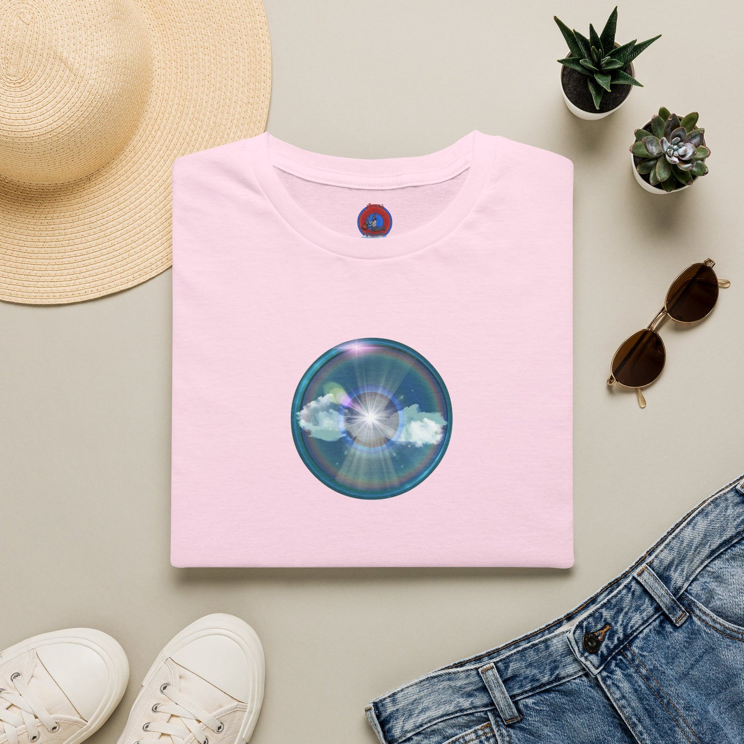 Classic Donut Tee - Unisex Soft-Style - "The Original Divided Donut' - light blue sky donut