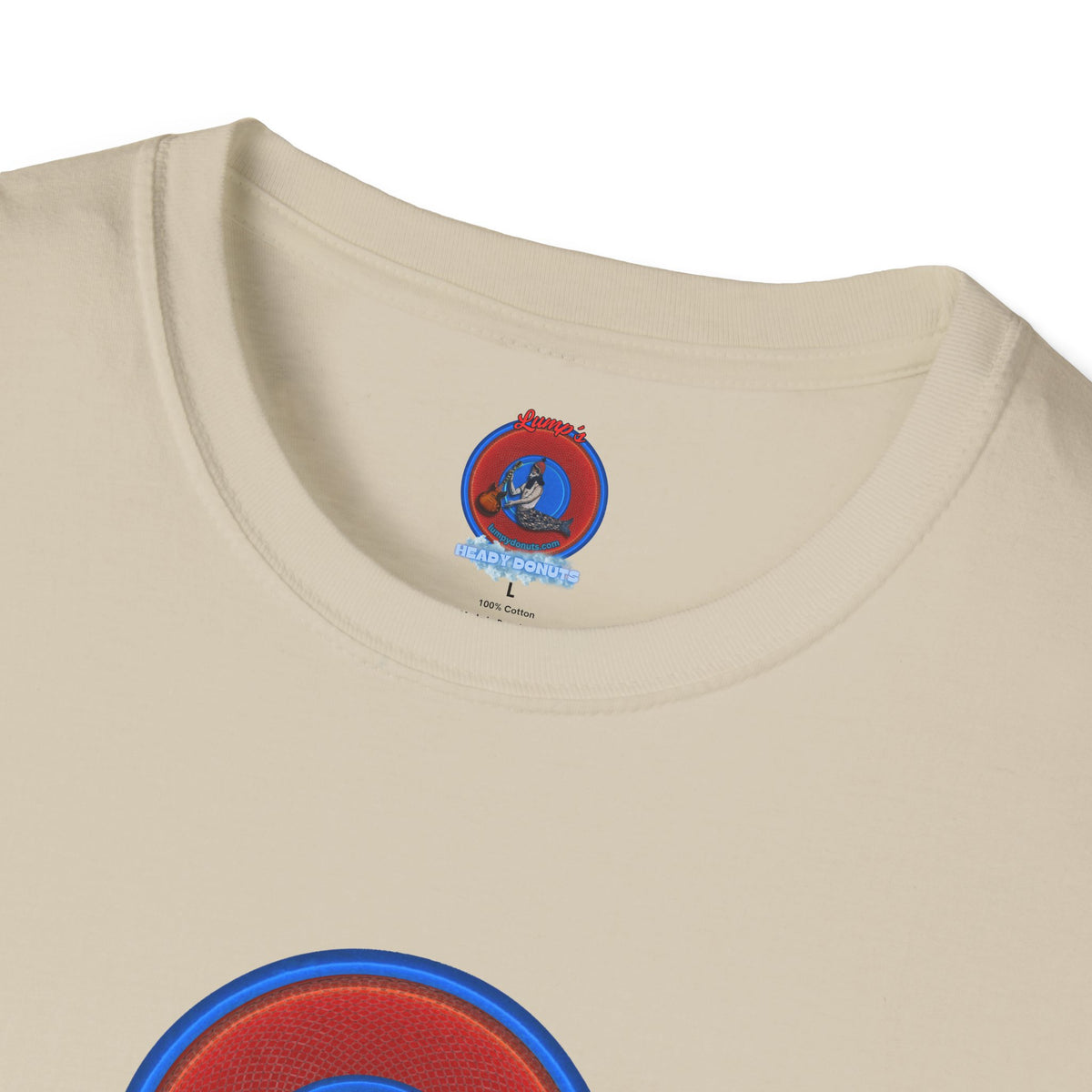 Classic Donut Tee - Unisex Soft-Style - "The Lumpy Donut" - variant 1 - red/blue donut