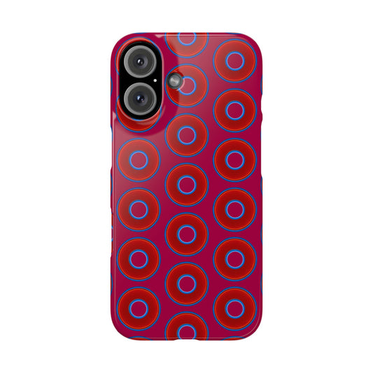 Lumpy Donut Snap Case - red vivid donut print w/dark magenta background