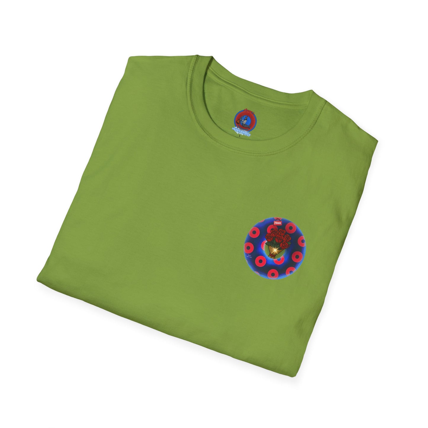 Classic Donut Tee - Unisex Soft-Style - "Donuts of Phreedom" - red/blue paradoxical blimpy donut