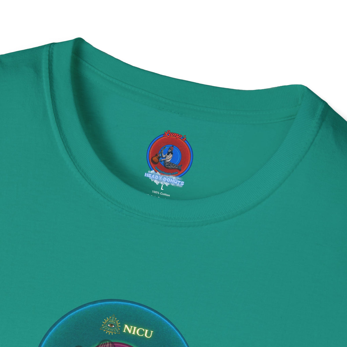 Classic Donut Tee - Unisex Soft-Style - "Masonic Donut of Rites" - series 1.0  - vivid dark teal donut