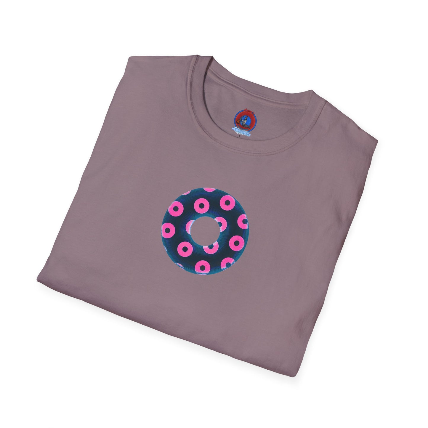 Copy of Plain Donuts/Unisex Soft-Style - "Plain Blimpy Paradoxical Donuts" - dark steel blue/vivid magenta donuts