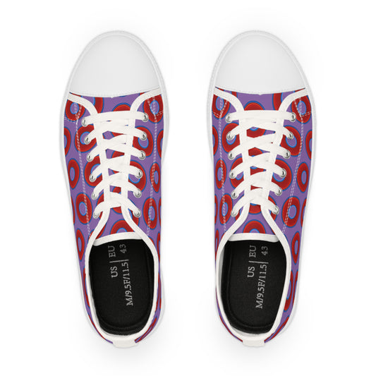 Men's - Low Top Chuck Taylors - large vivid red donut print w/light purple background
