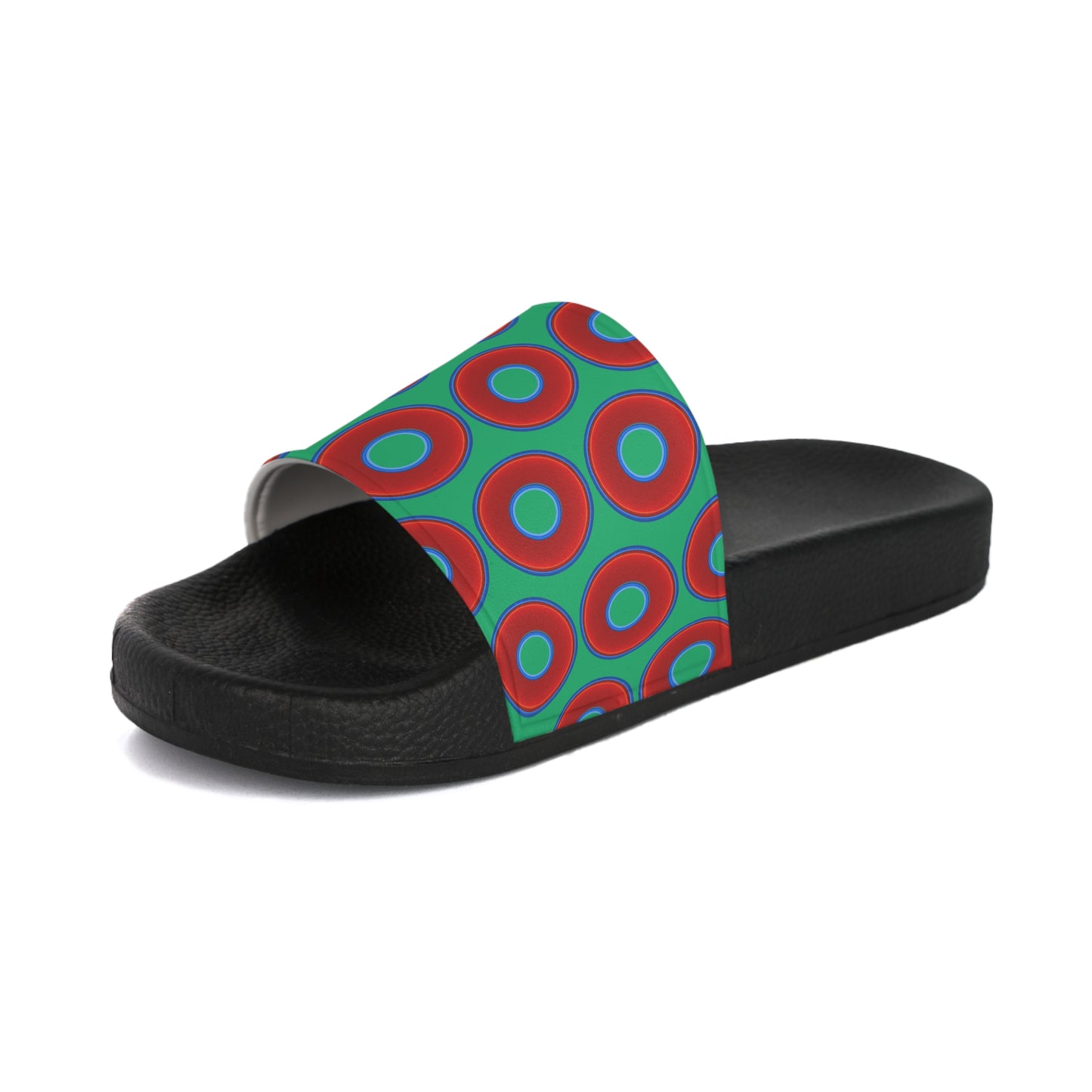 Lumpy Sandals - slip-ons - red vivid donuts w/jade green background