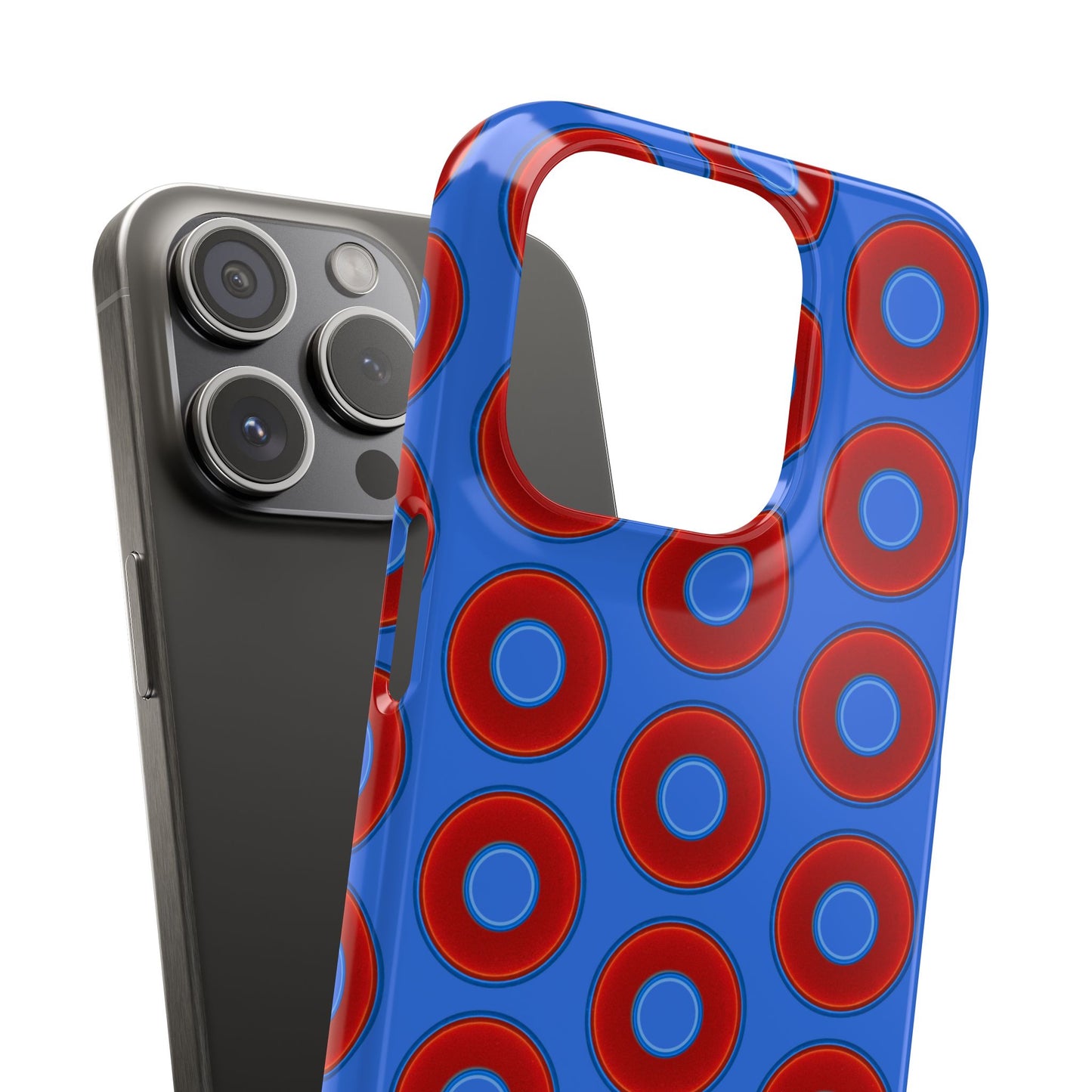 Lumpy Donut Snap Case - red vivid donut print w/medium royal blue background