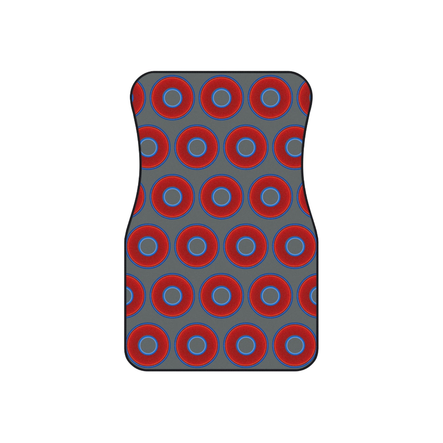 Contacted Car Mats - vivid donut print w/dark gray background