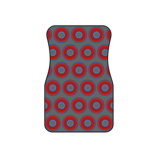 Contacted Car Mats - vivid donut print w/dark gray background