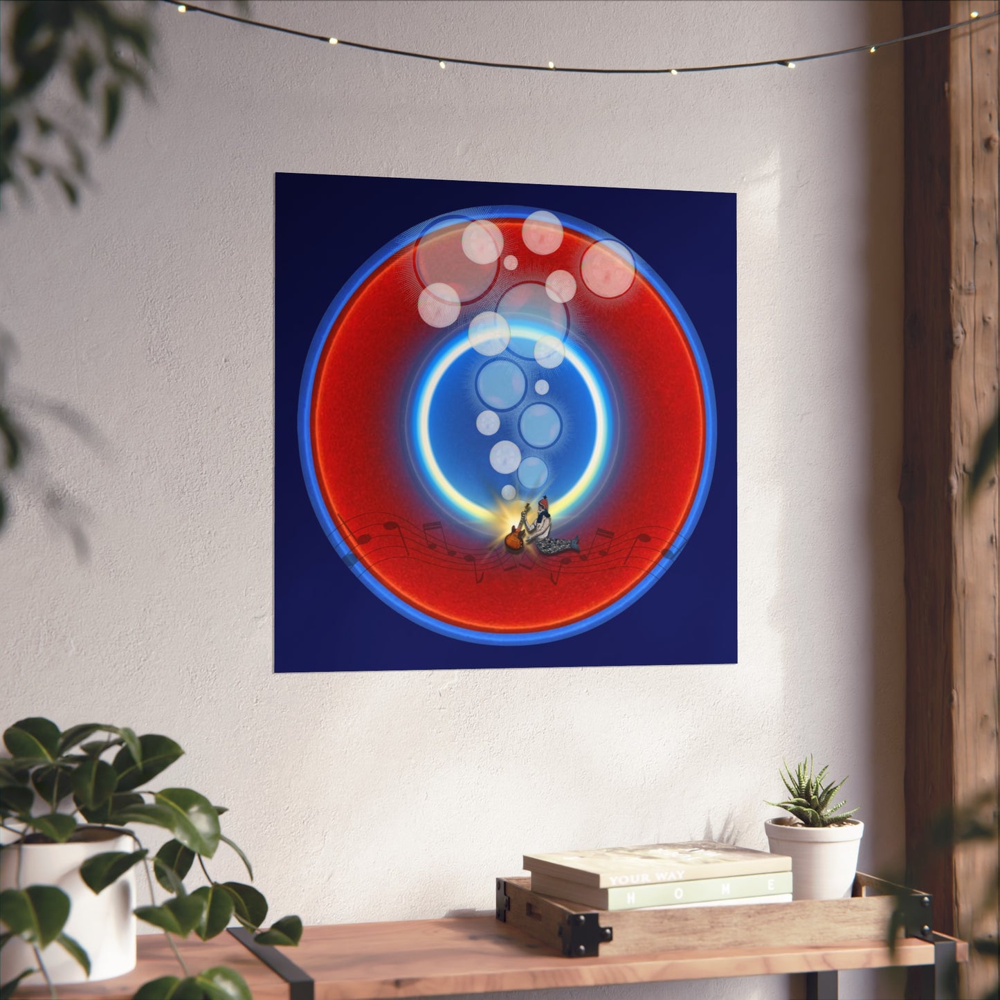 Lumpy Poster Nuts - "Bubbler's Donut" - 24" x 24" 220gsm Giclée/matte  - vivid red donut on dark blue background