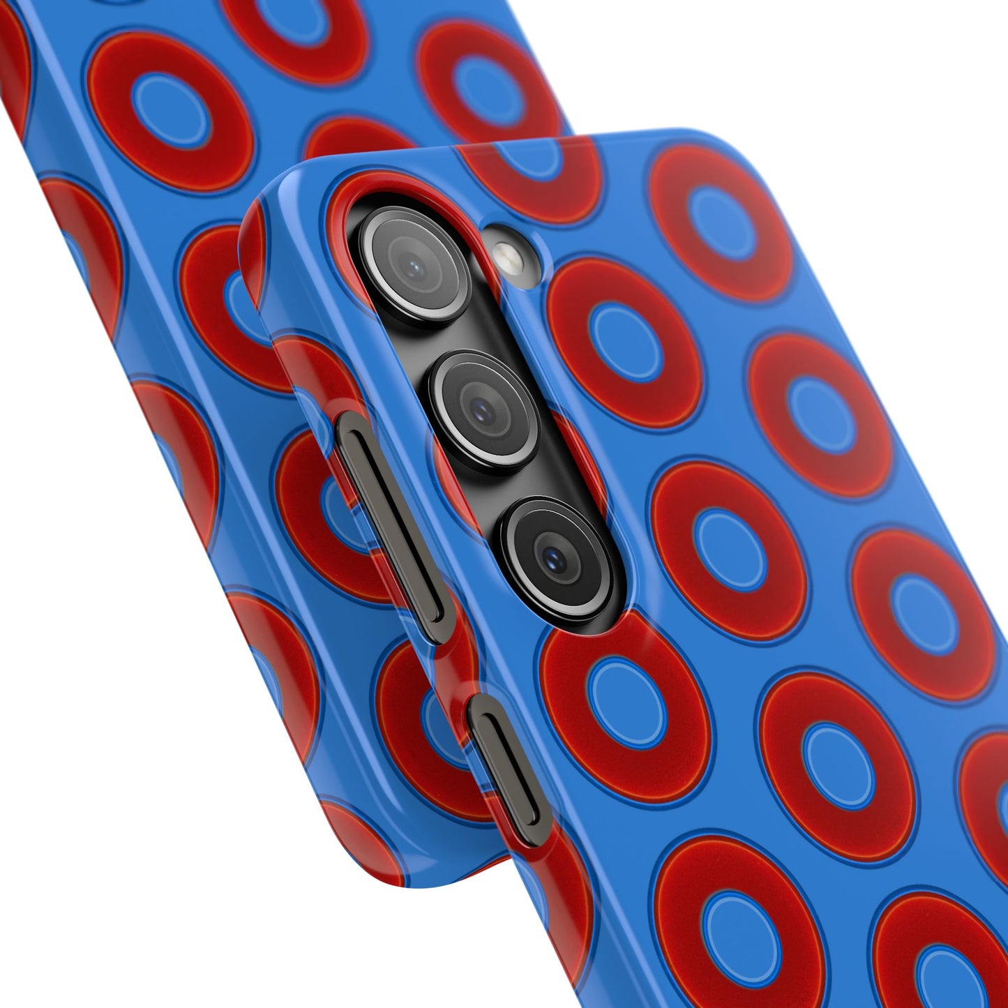 Lumpy Donut Snap Case - red vivid donut print w/light royal blue background