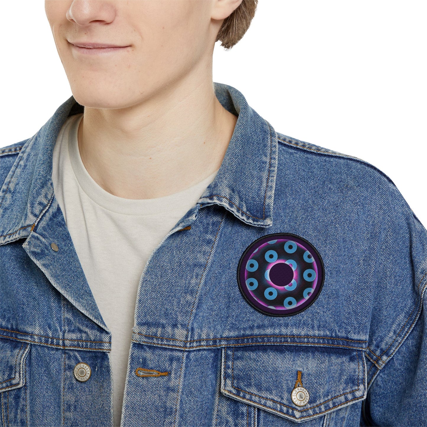 Iron-On Donut Patch - "Plain Blimpy Paradox Donut" - dark purple/light blue blimpy donut
