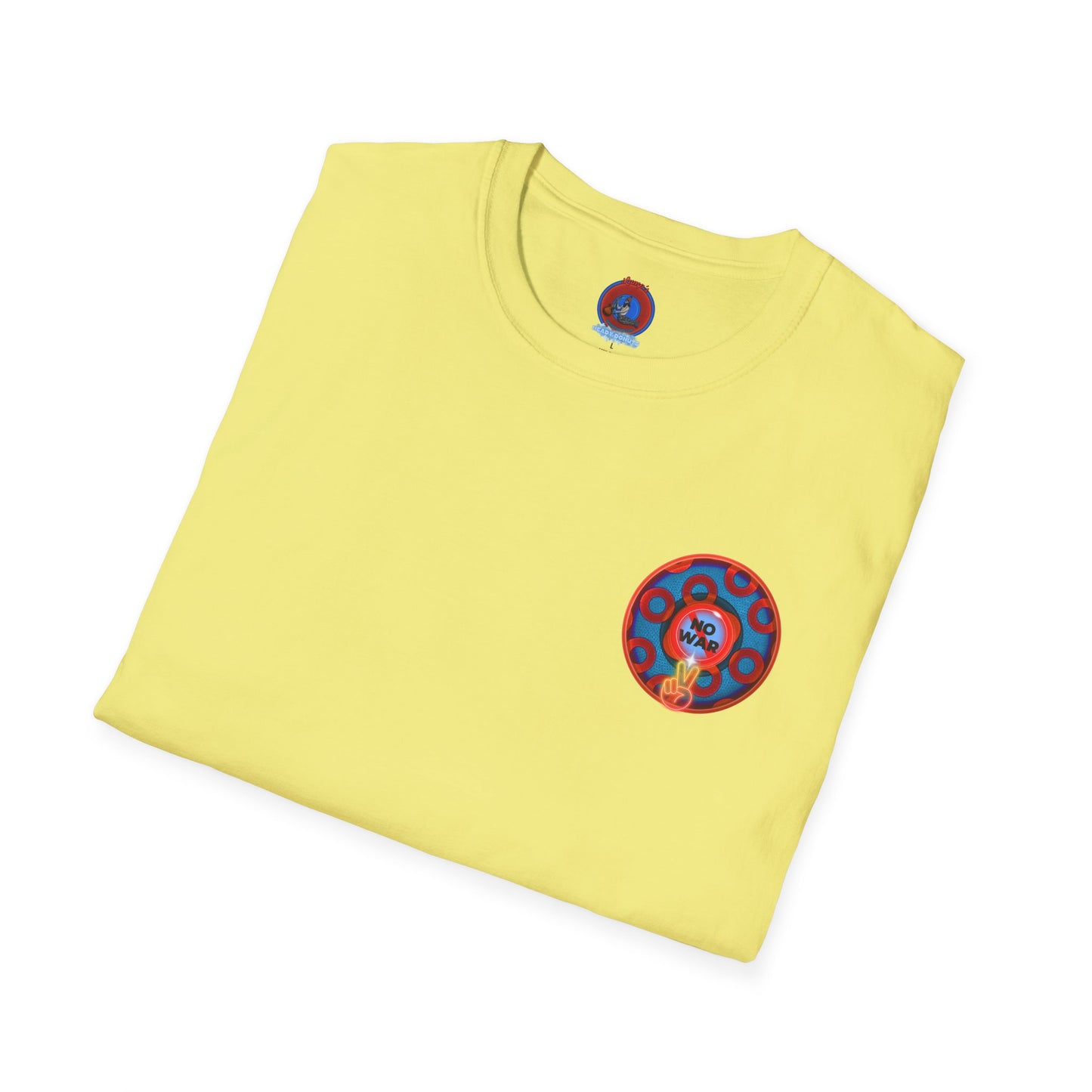Classic Donut Tee - Unisex Soft-Style - "Peace of Donut" - blue/red paradox donut - [*charitable print - 50% of profit to Alliance for Peacebuilding]