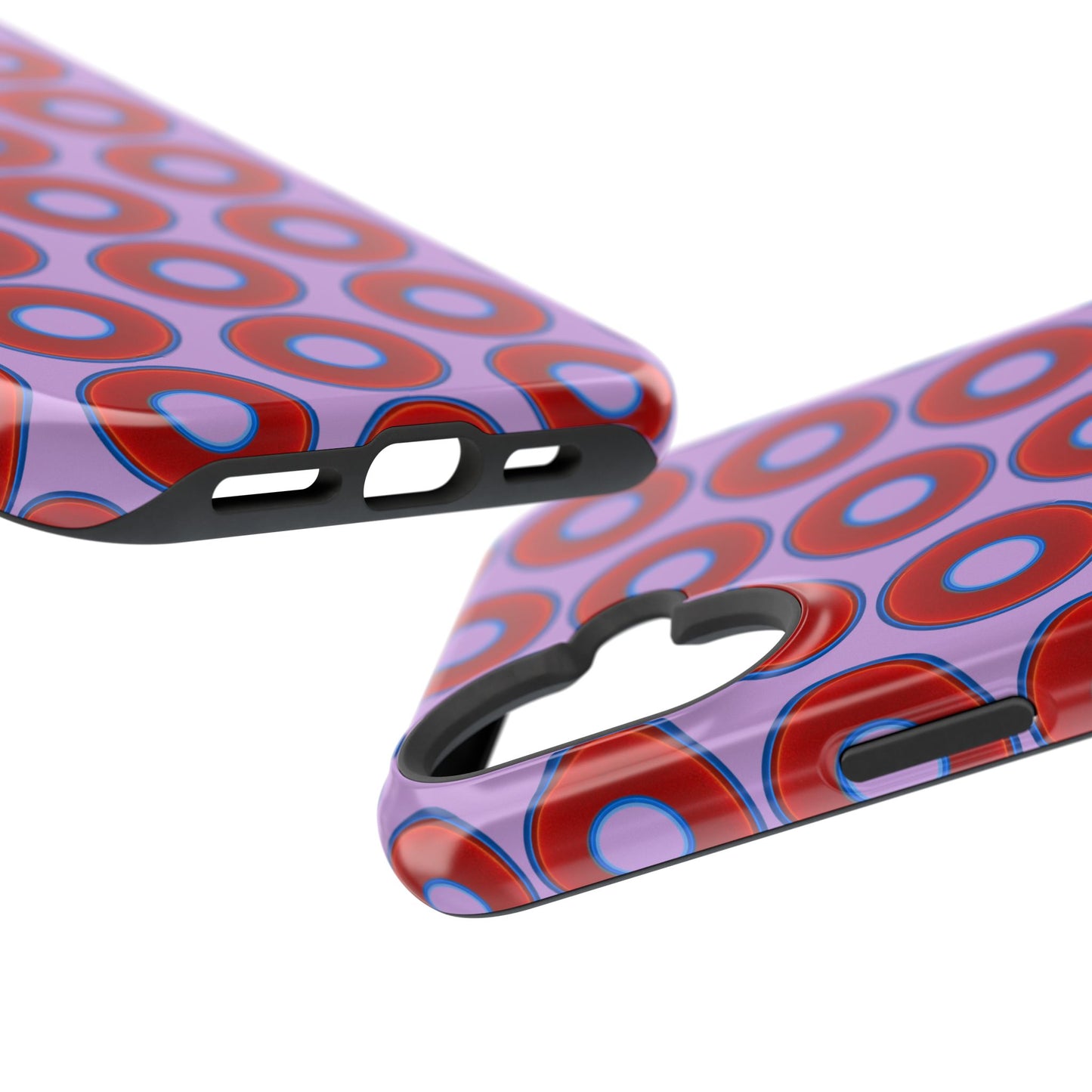 Magnetic Tough Donut Case - red vivid donut print w/wisteria purple background