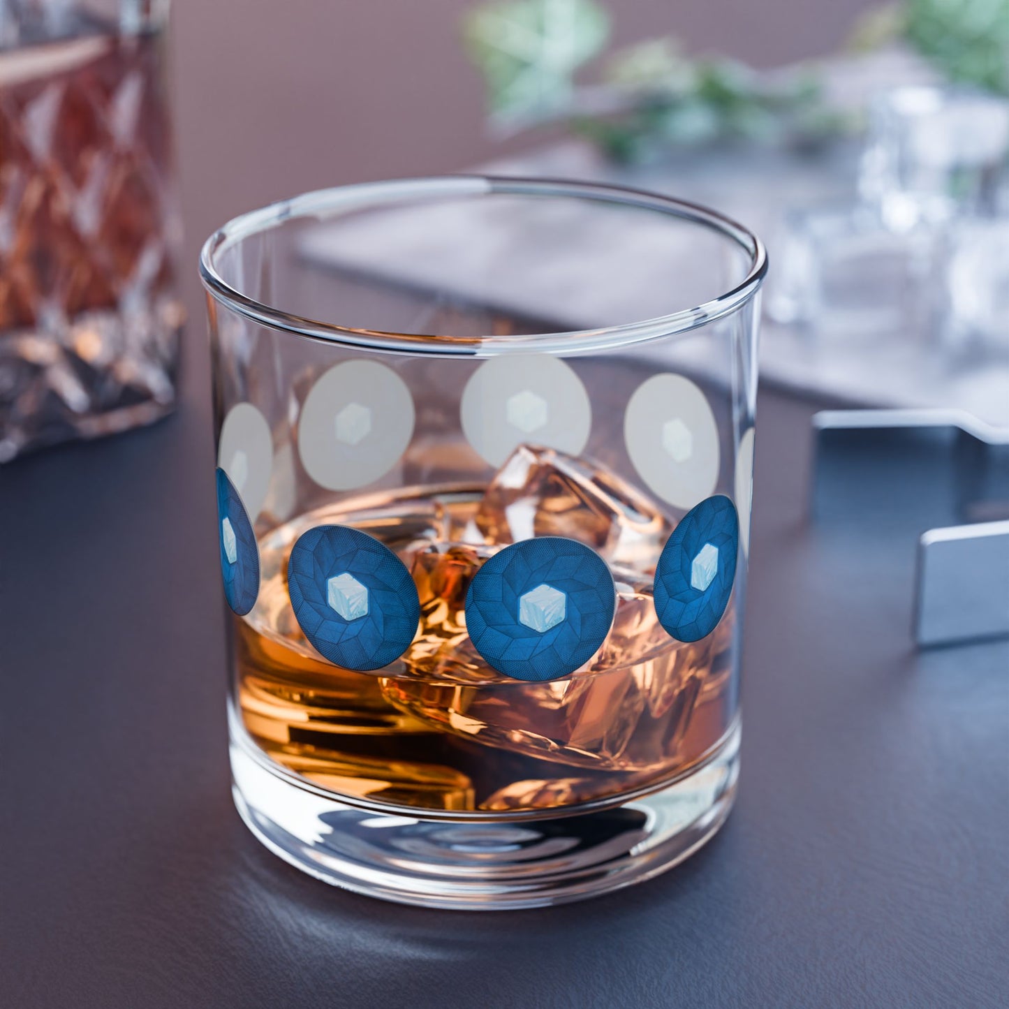 10oz Lumpy Rock Glass - "It's Ice... Cube's Rock Glass" - variant 2 - blue cubed donut