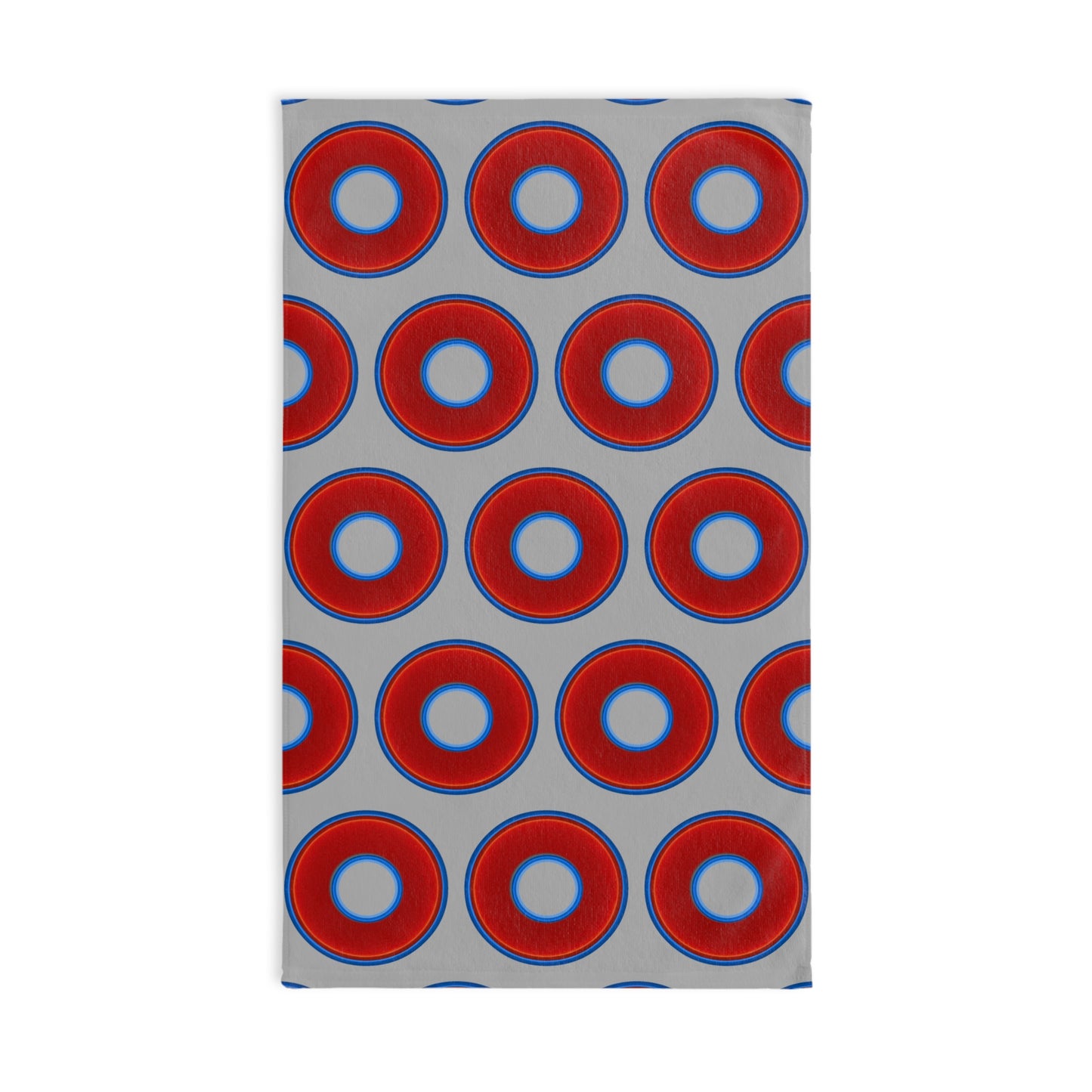 Lumpy Kitchen/Hand Towels - vivid red donuts w/light gray background