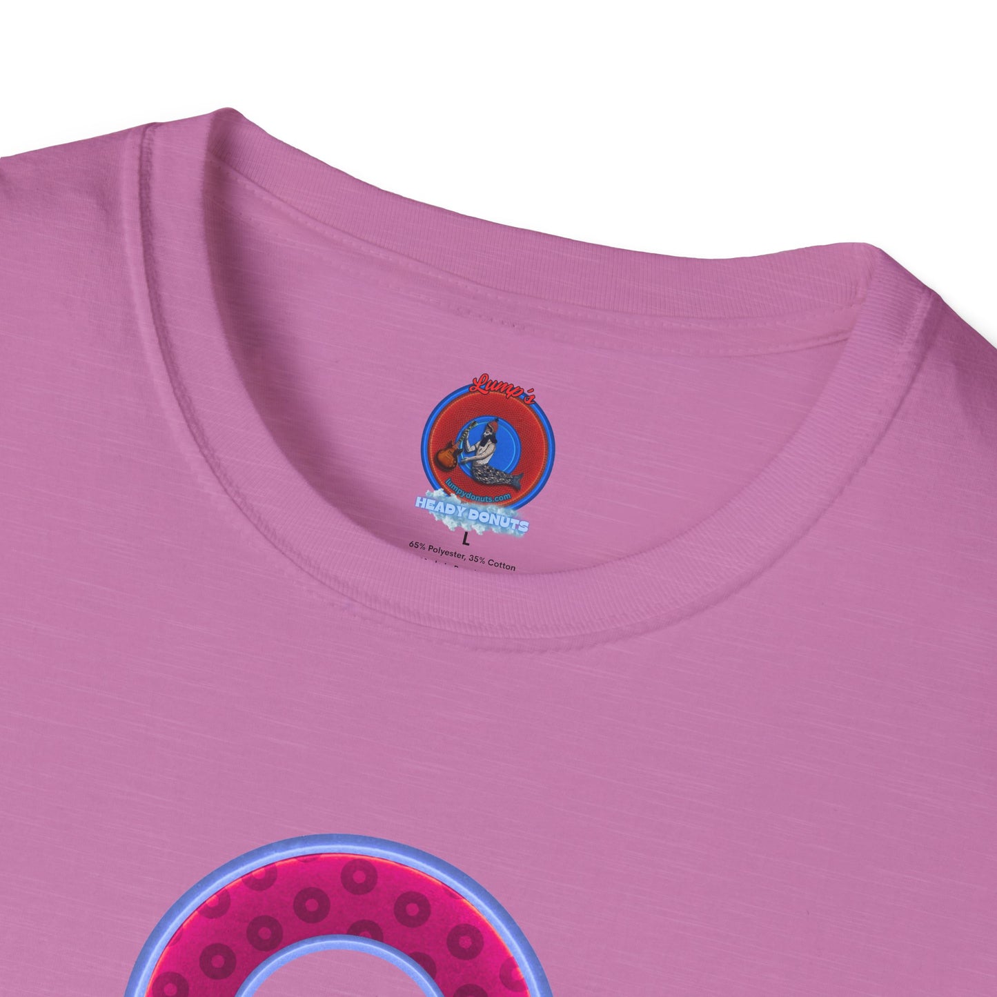 Plain Donuts/Unisex Soft-Style - "Plain Wide Mouthed Paradoxical Donuts" - dark magenta/light blue donuts