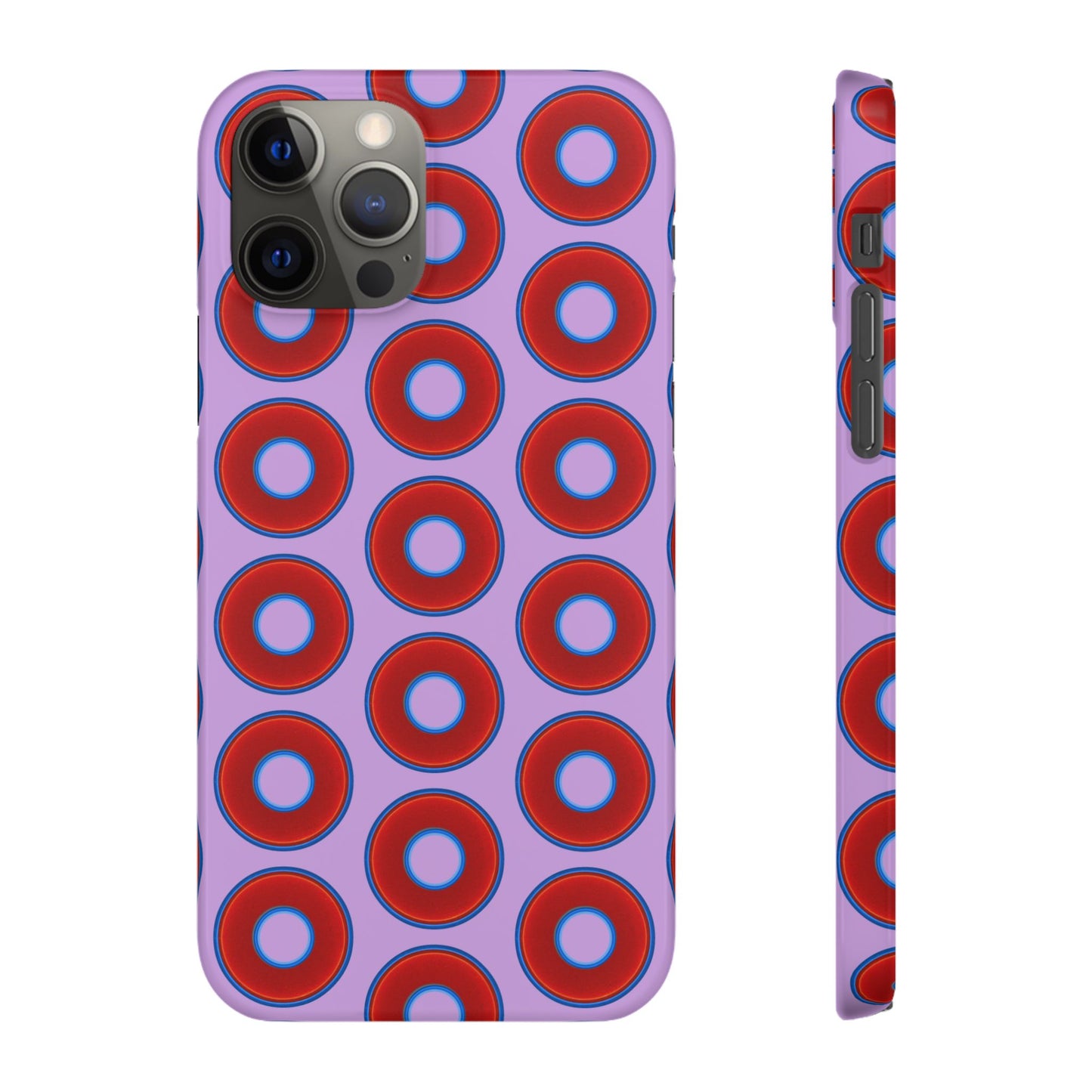 Lumpy Donut Snap Case - red vivid donut print w/wisteria purple background